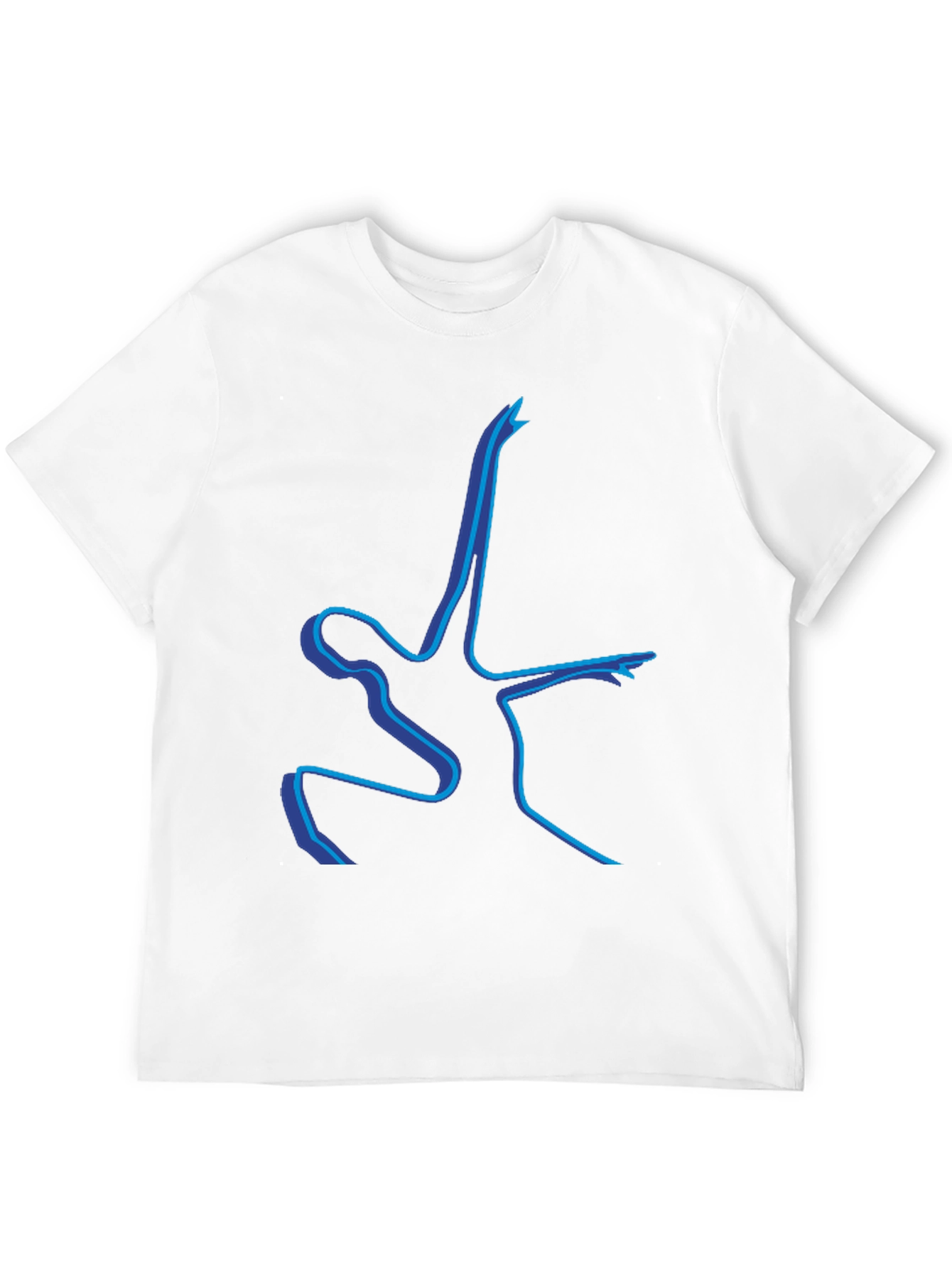 Abstract Blue Line Art Graphic T-Shirt