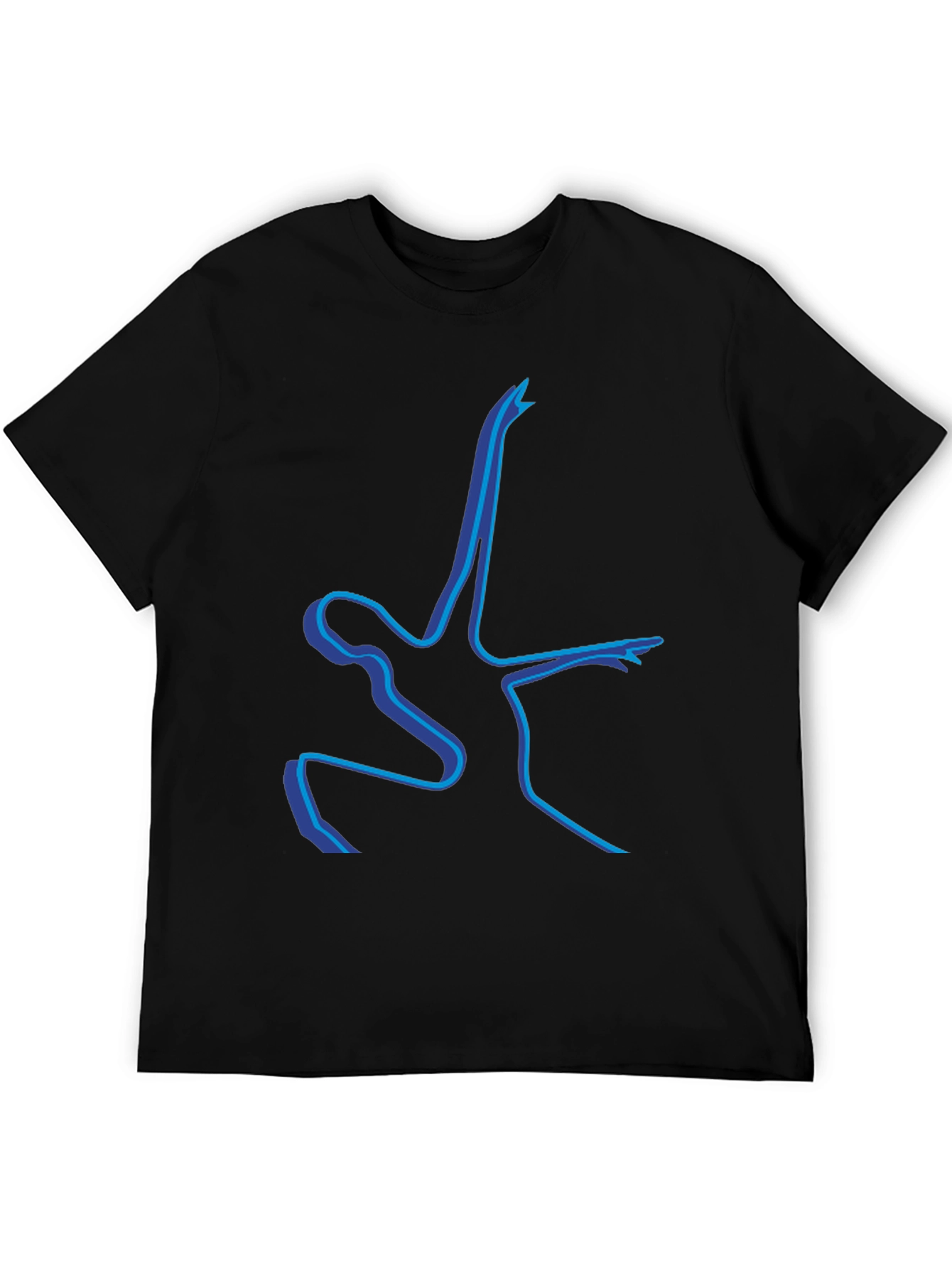 Abstract Blue Line Art Graphic T-Shirt