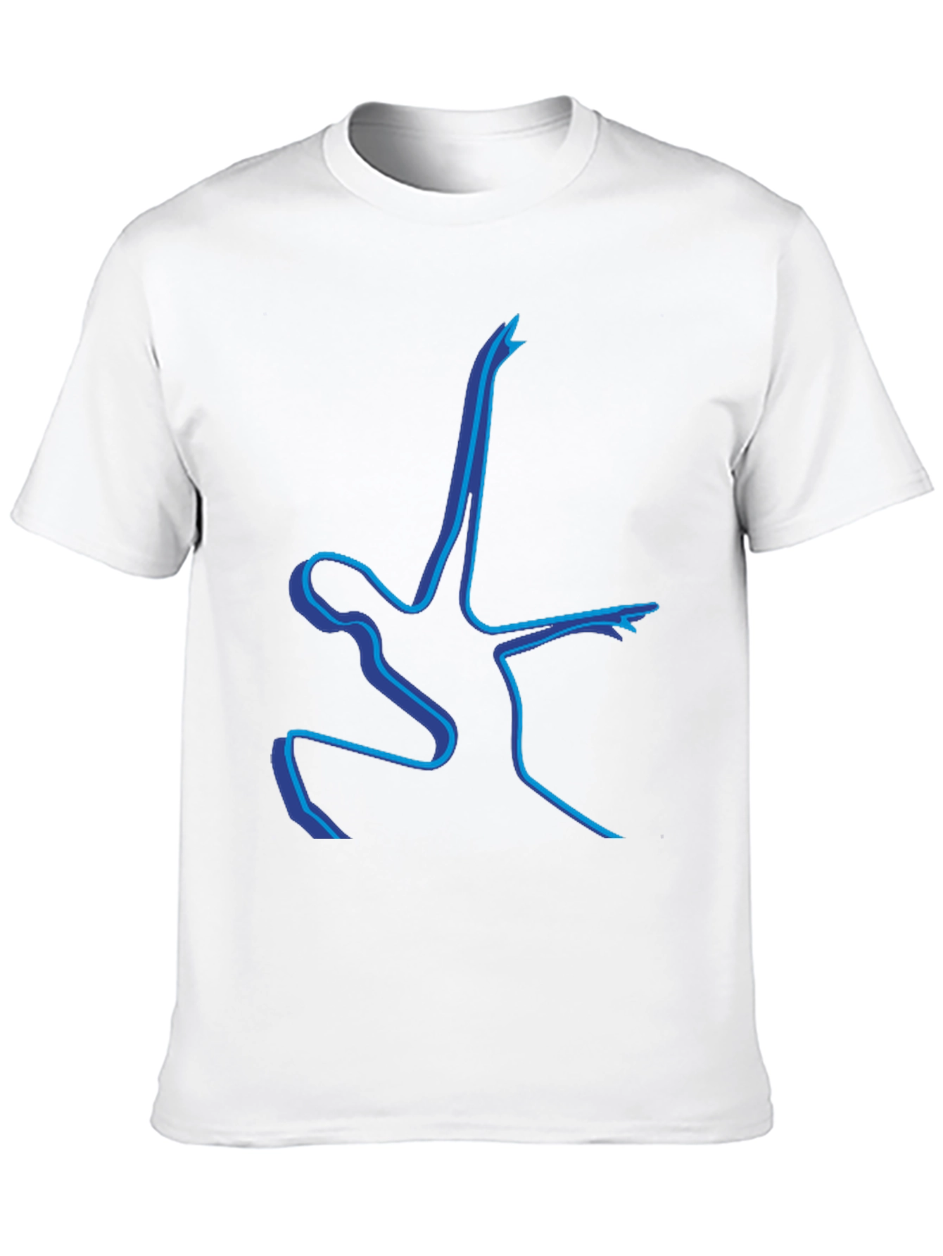 Abstract Blue Line Art Graphic T-Shirt