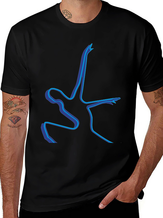 Abstract Blue Line Art Graphic T-Shirt