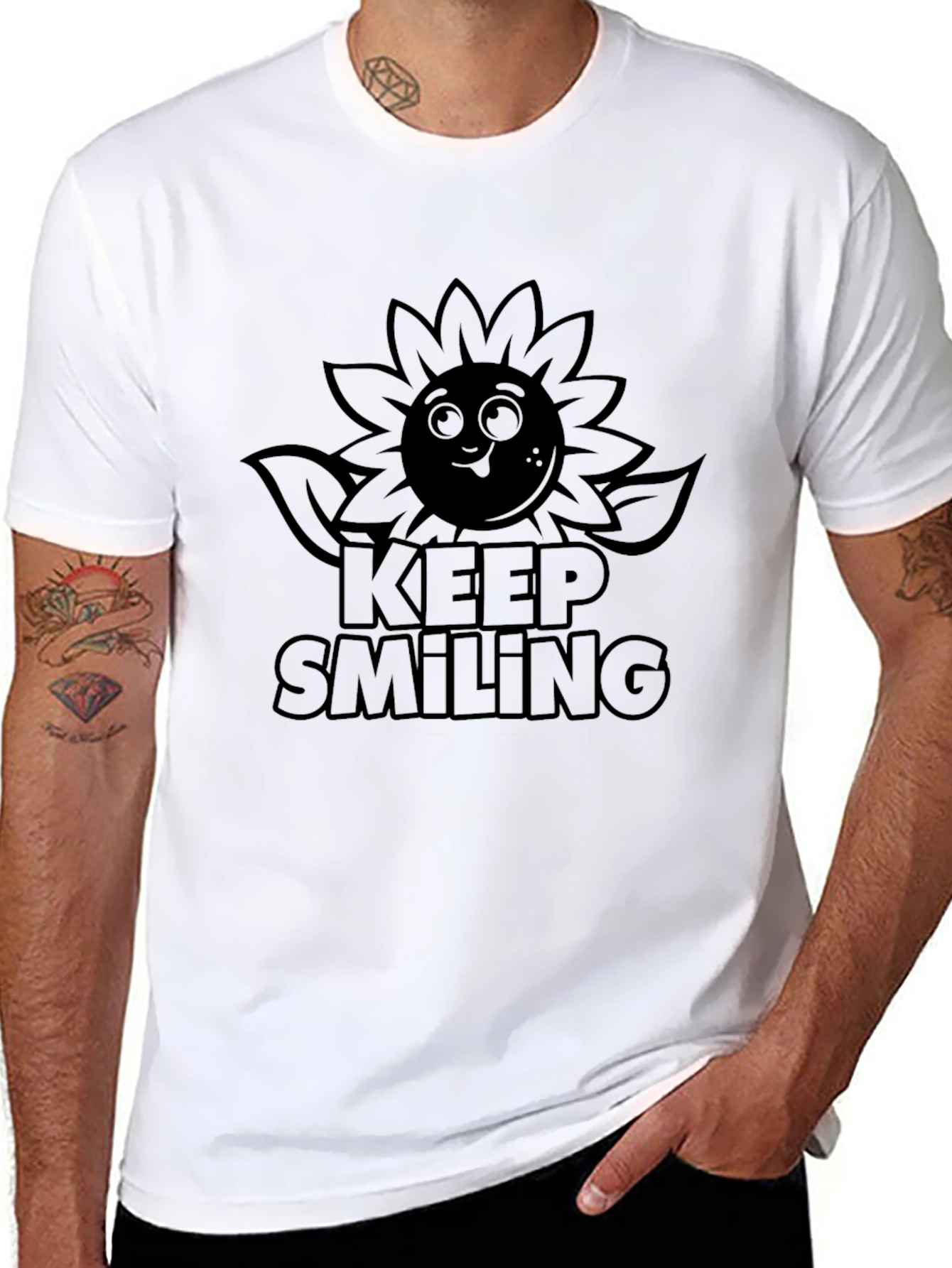 Keep Smiling Graphic Tee - Black Casual T-Shirt