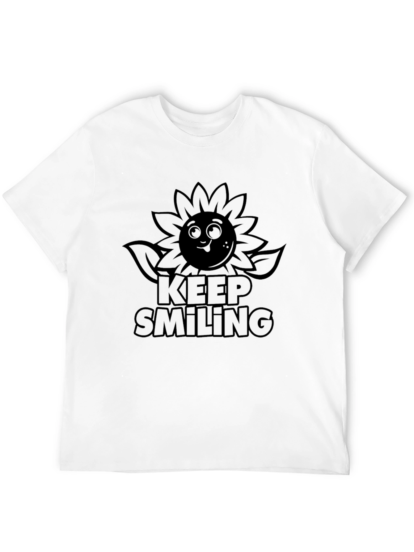 Keep Smiling Graphic Tee - Black Casual T-Shirt