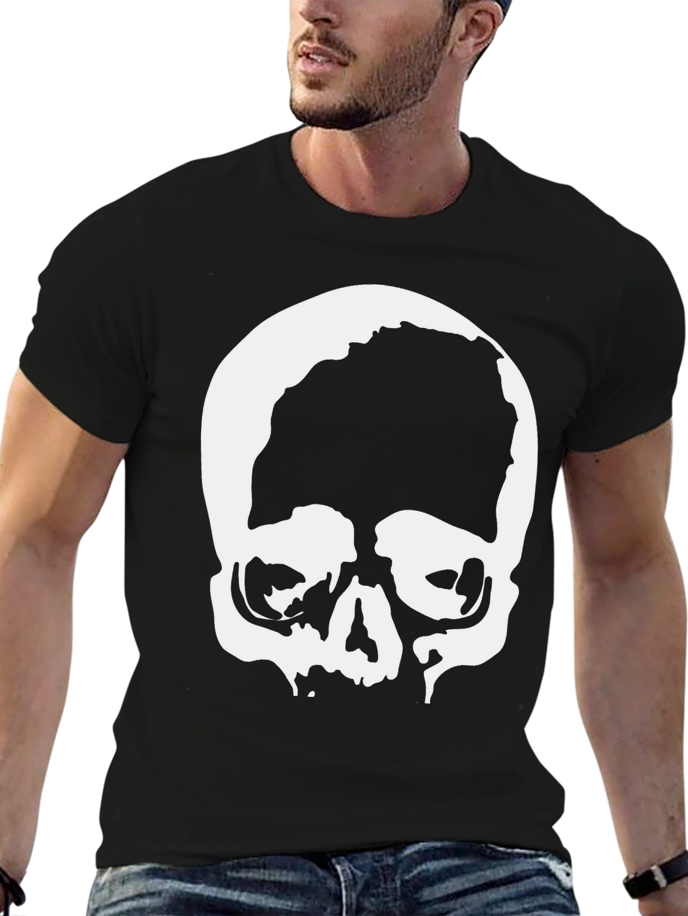 Skull Graphic Black T-Shirt - Edgy & Stylish