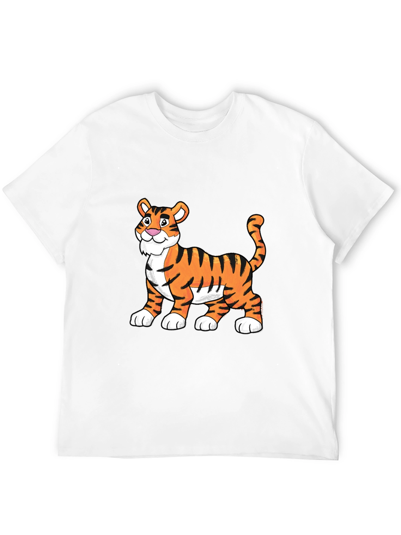 Cartoon Tiger Graphic Tee - Soft Black Cotton