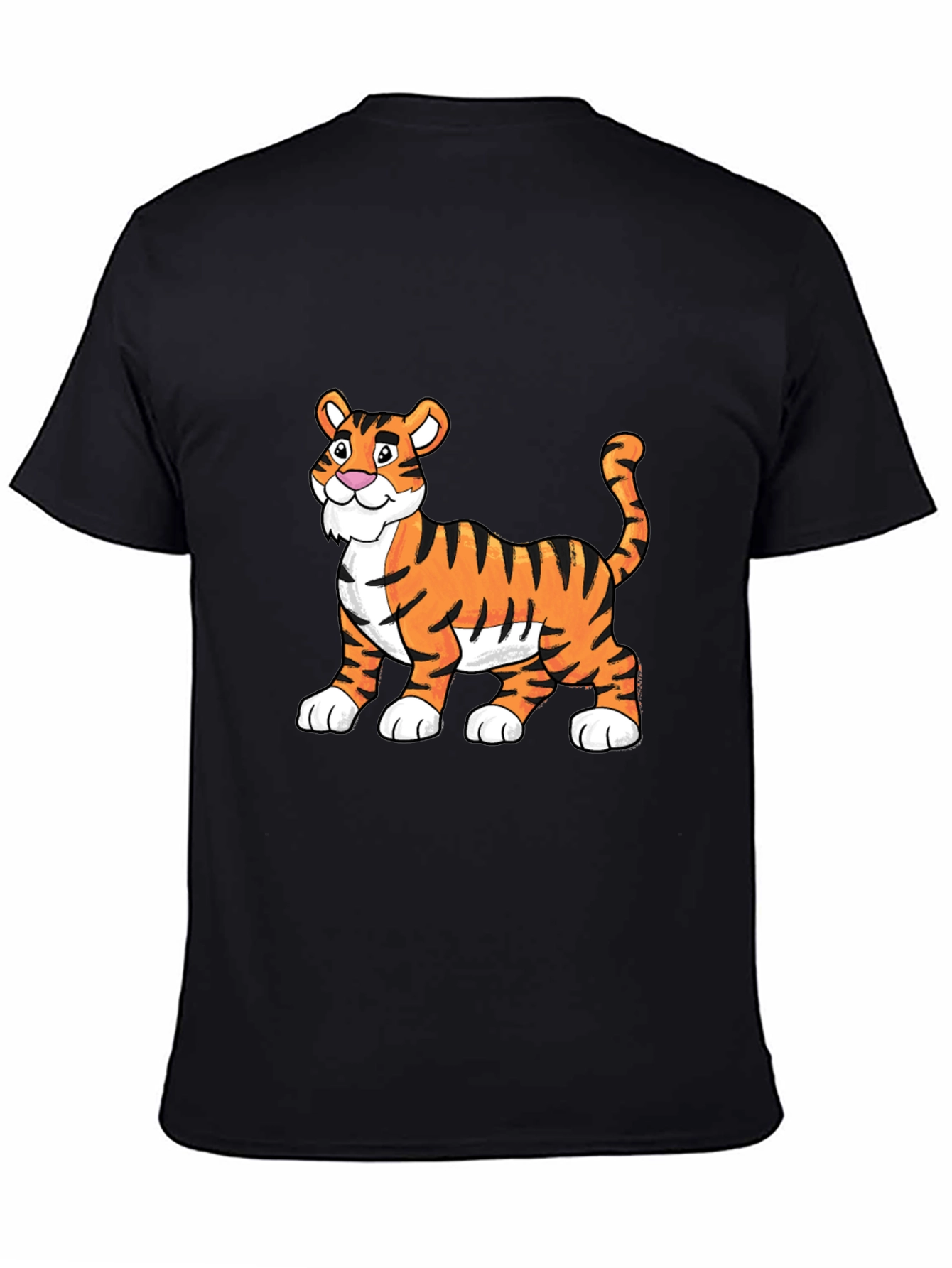 Cartoon Tiger Graphic Tee - Soft Black Cotton