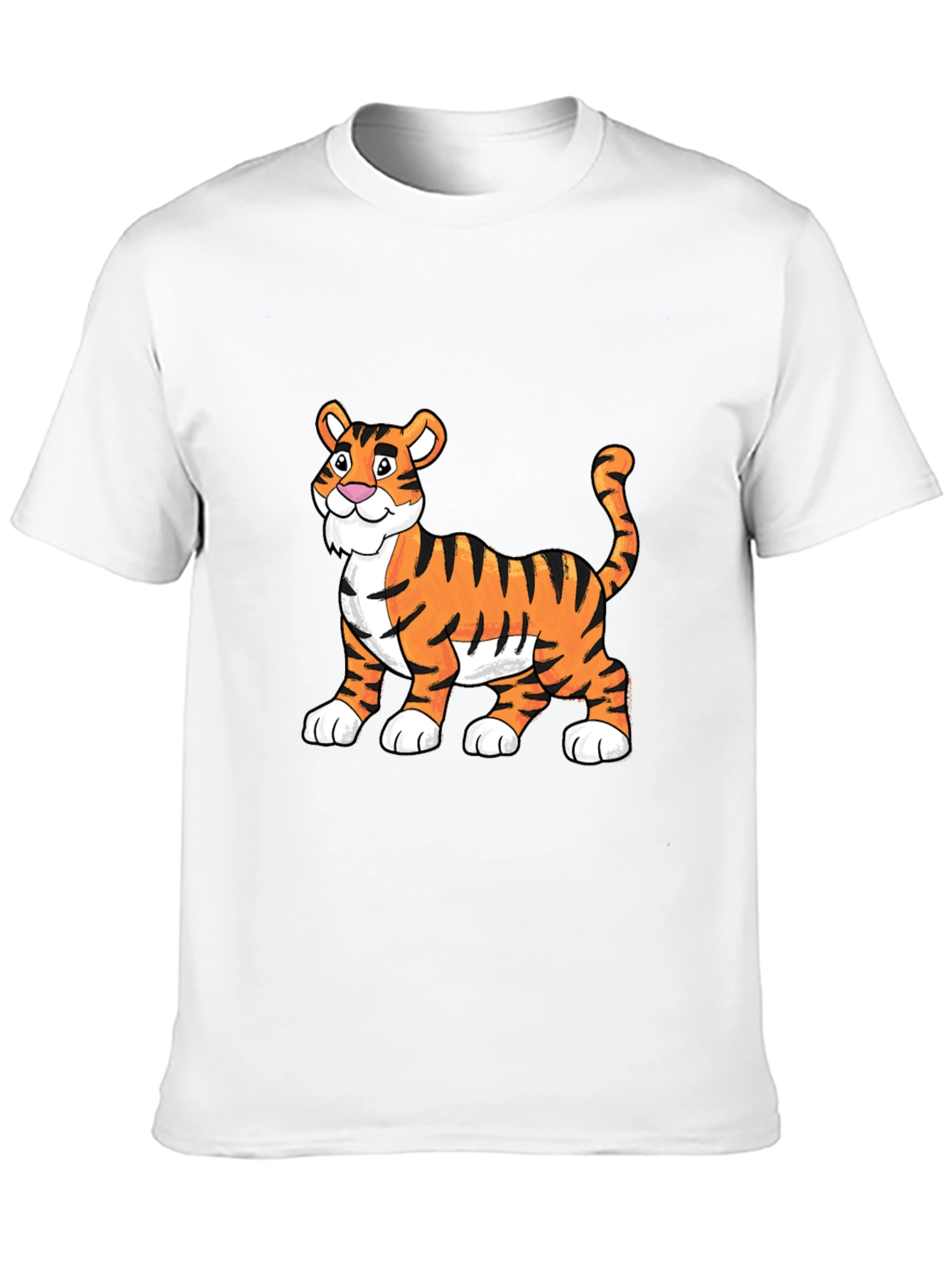 Cartoon Tiger Graphic Tee - Soft Black Cotton