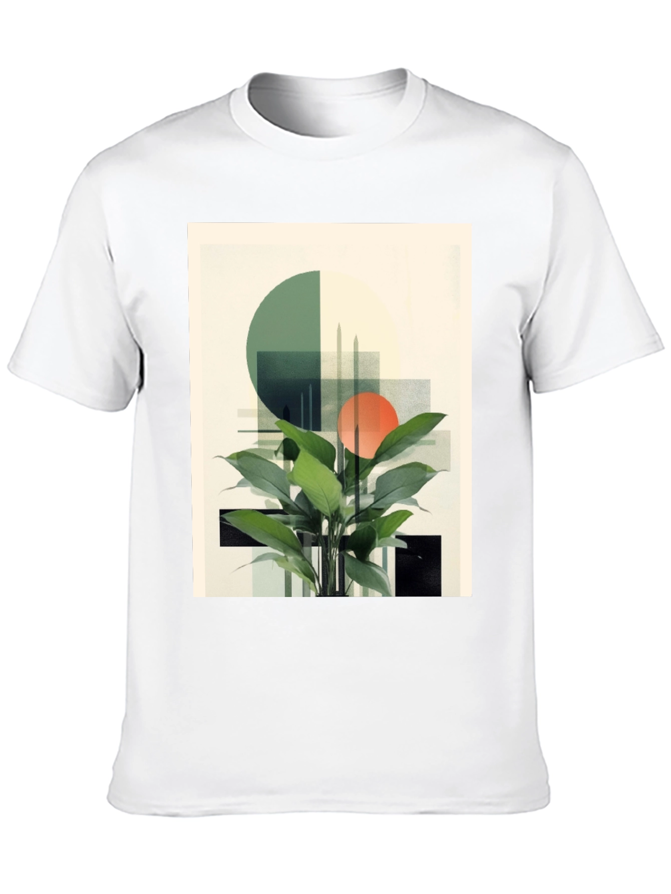 Modern Geometric Plant T-Shirt - Stylish Graphic Tee