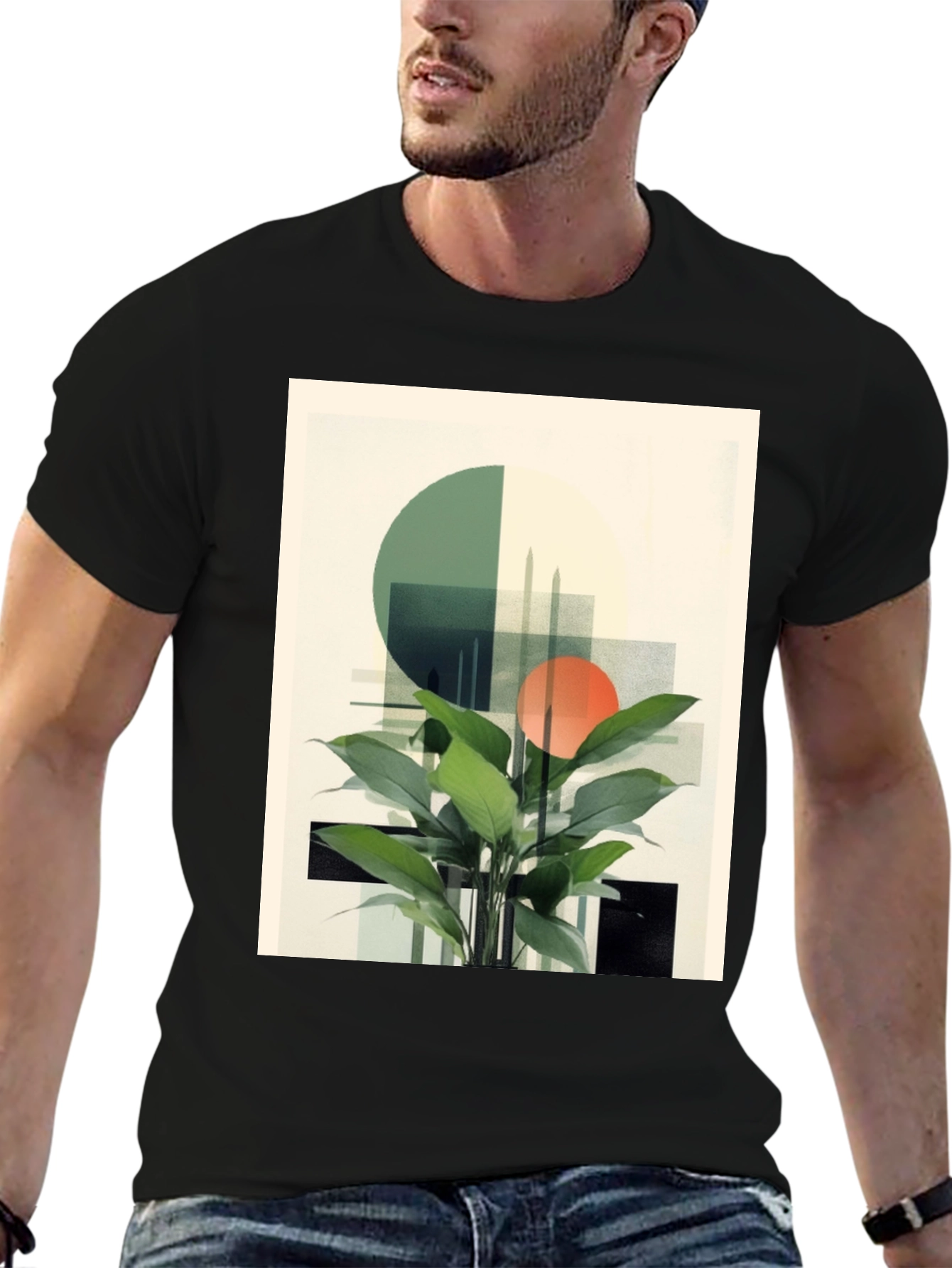 Modern Geometric Plant T-Shirt - Stylish Graphic Tee