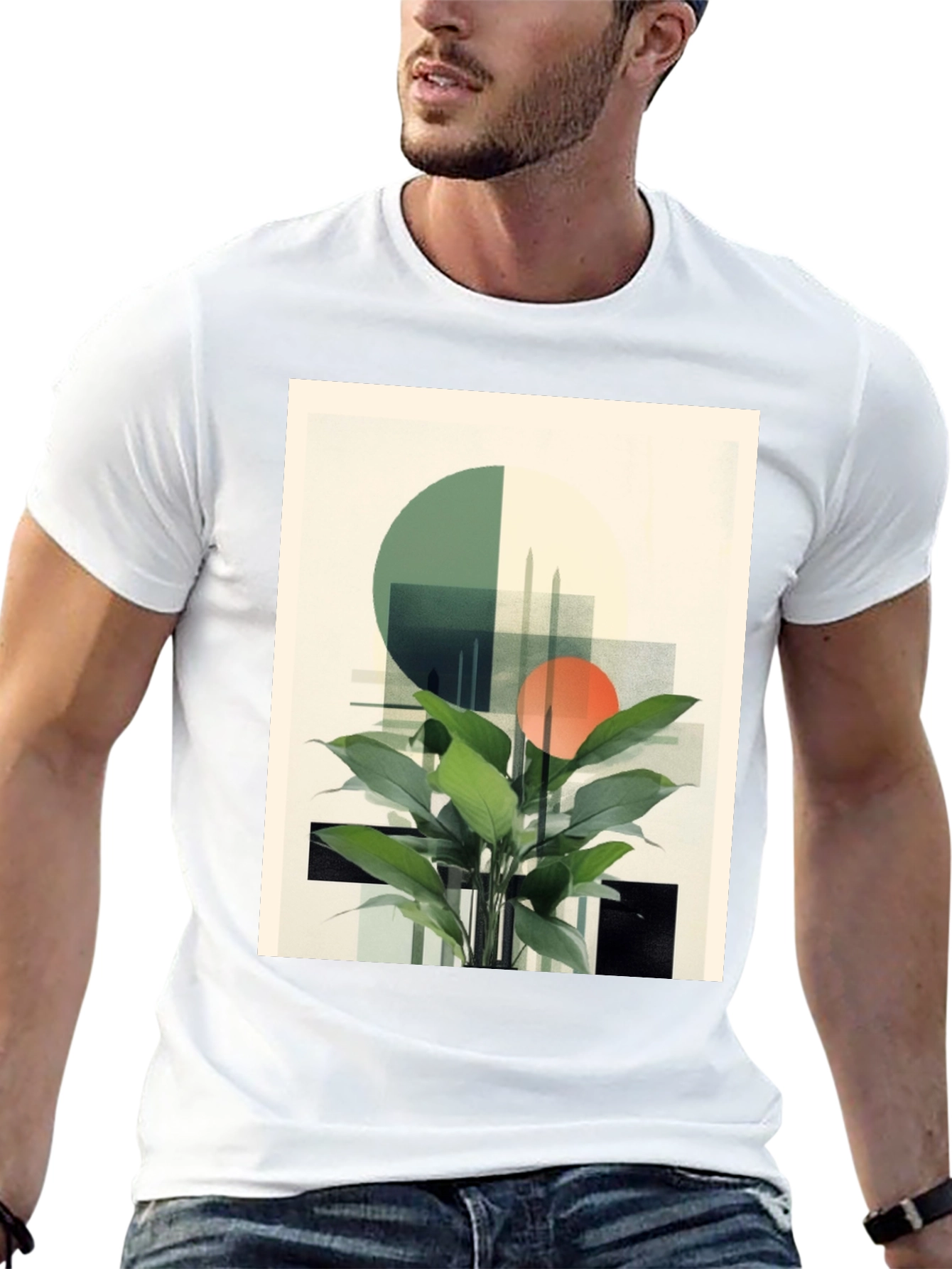 Modern Geometric Plant T-Shirt - Stylish Graphic Tee