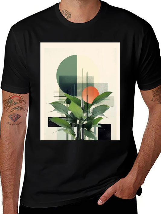 Modern Geometric Plant T-Shirt - Stylish Graphic Tee