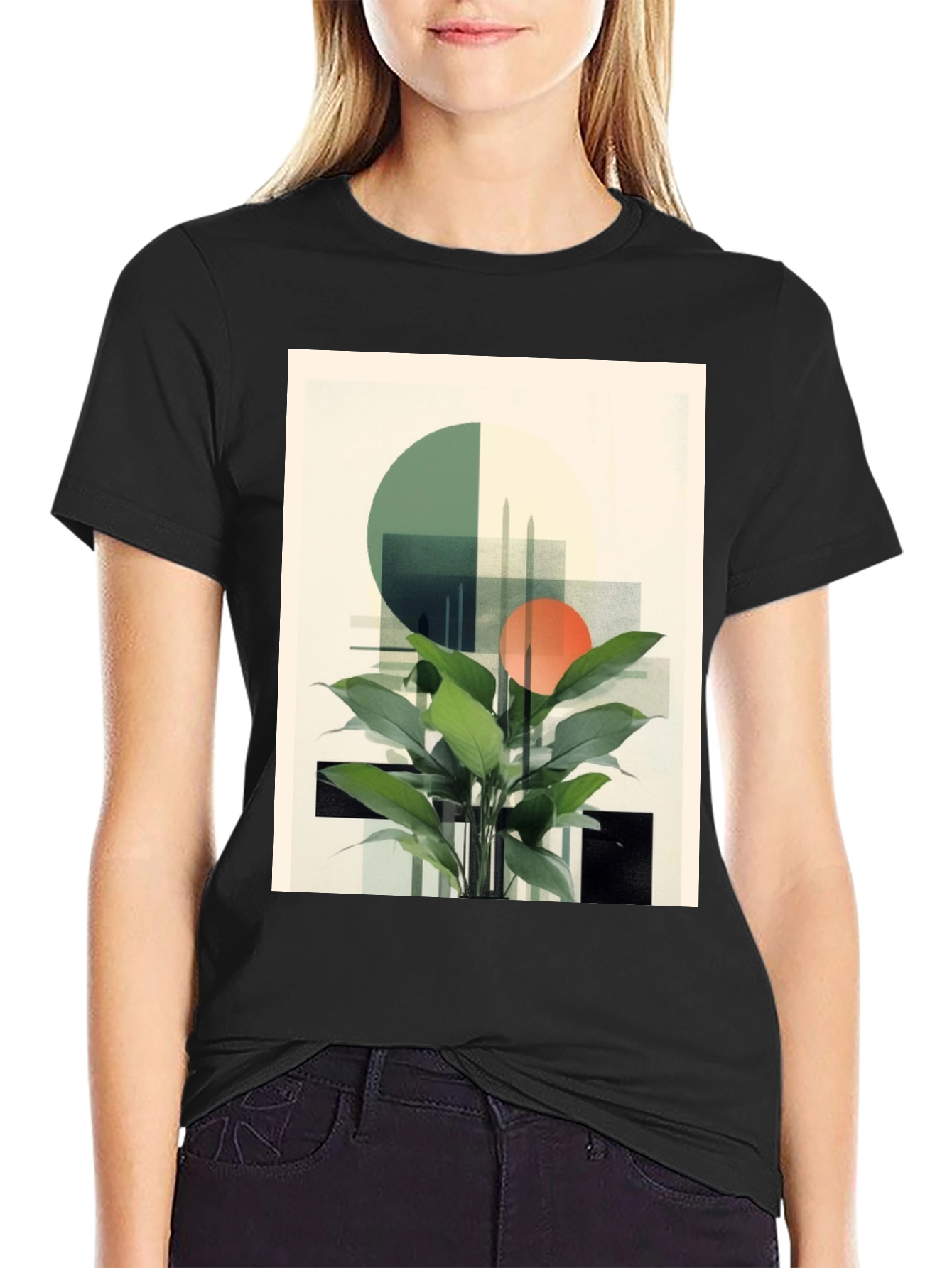 Modern Geometric Plant T-Shirt - Stylish Graphic Tee