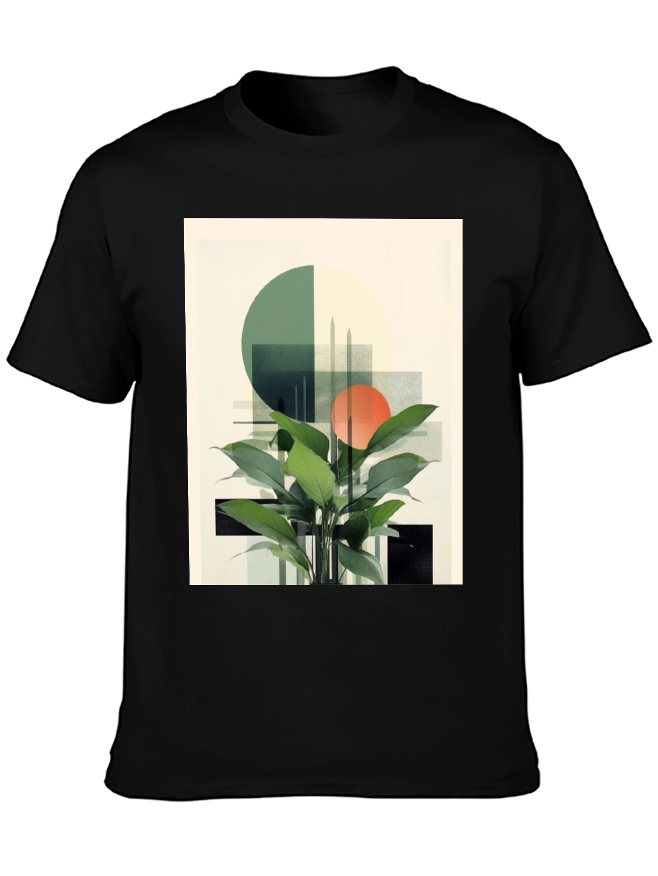 Modern Geometric Plant T-Shirt - Stylish Graphic Tee