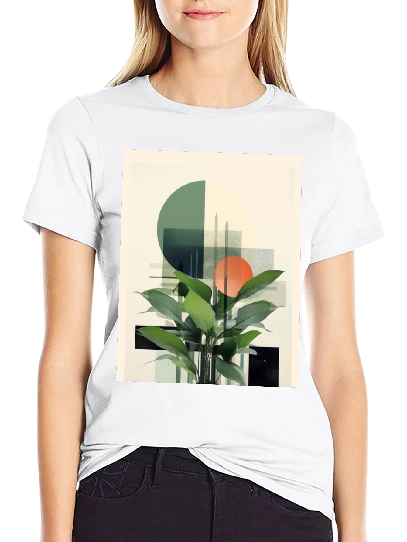 Modern Geometric Plant T-Shirt - Stylish Graphic Tee