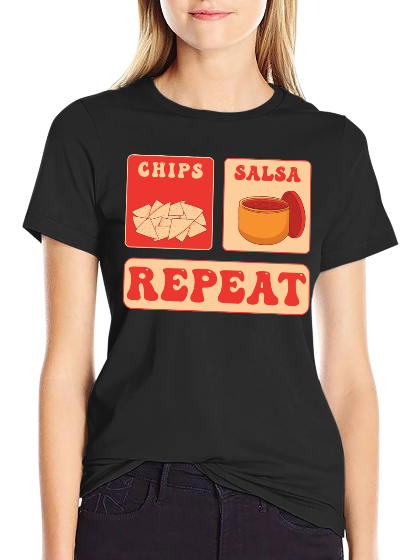 Chips Salsa Repeat Graphic Tee