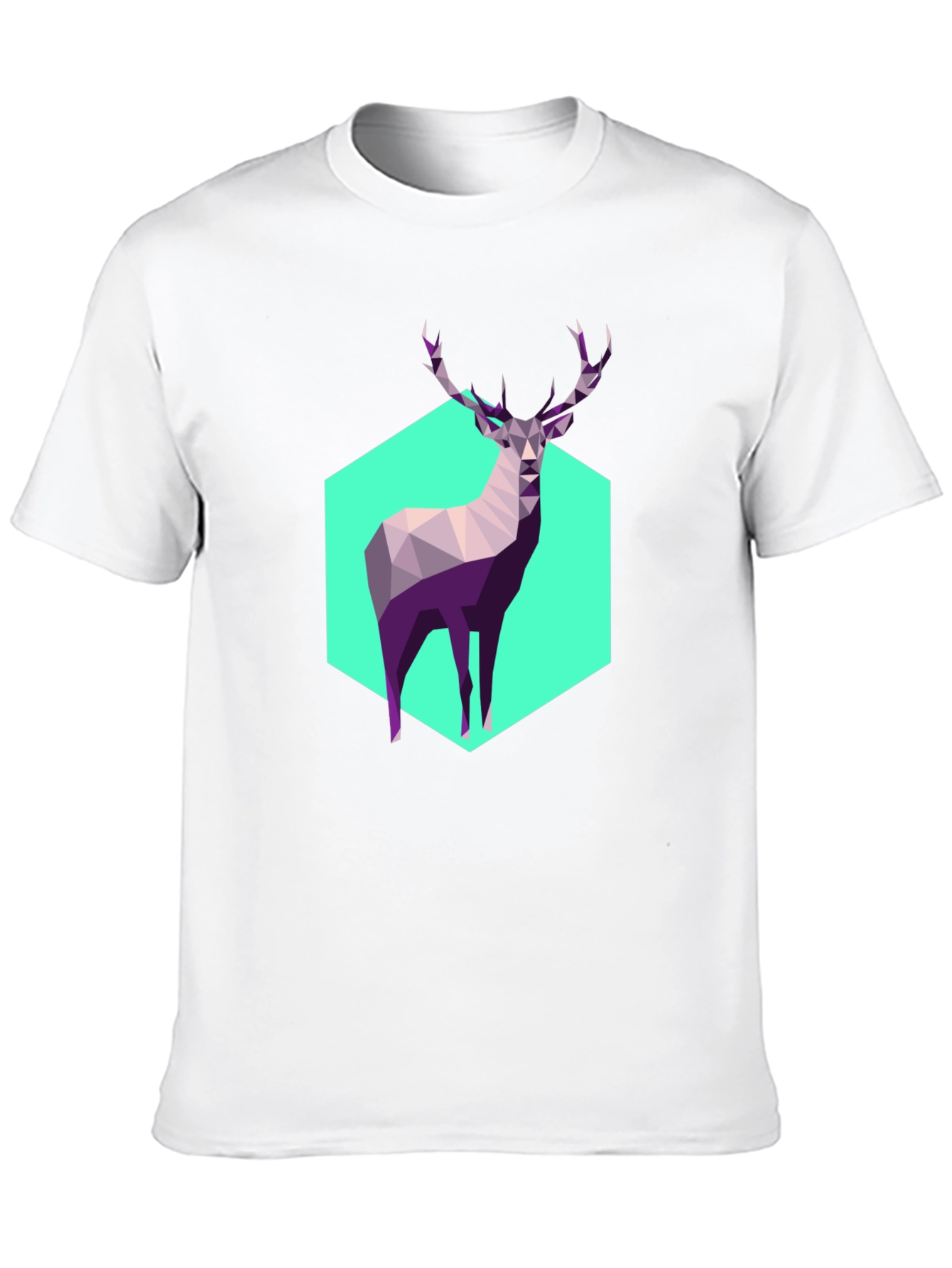 Geometric Deer Graphic Tee - Modern Art Shirt