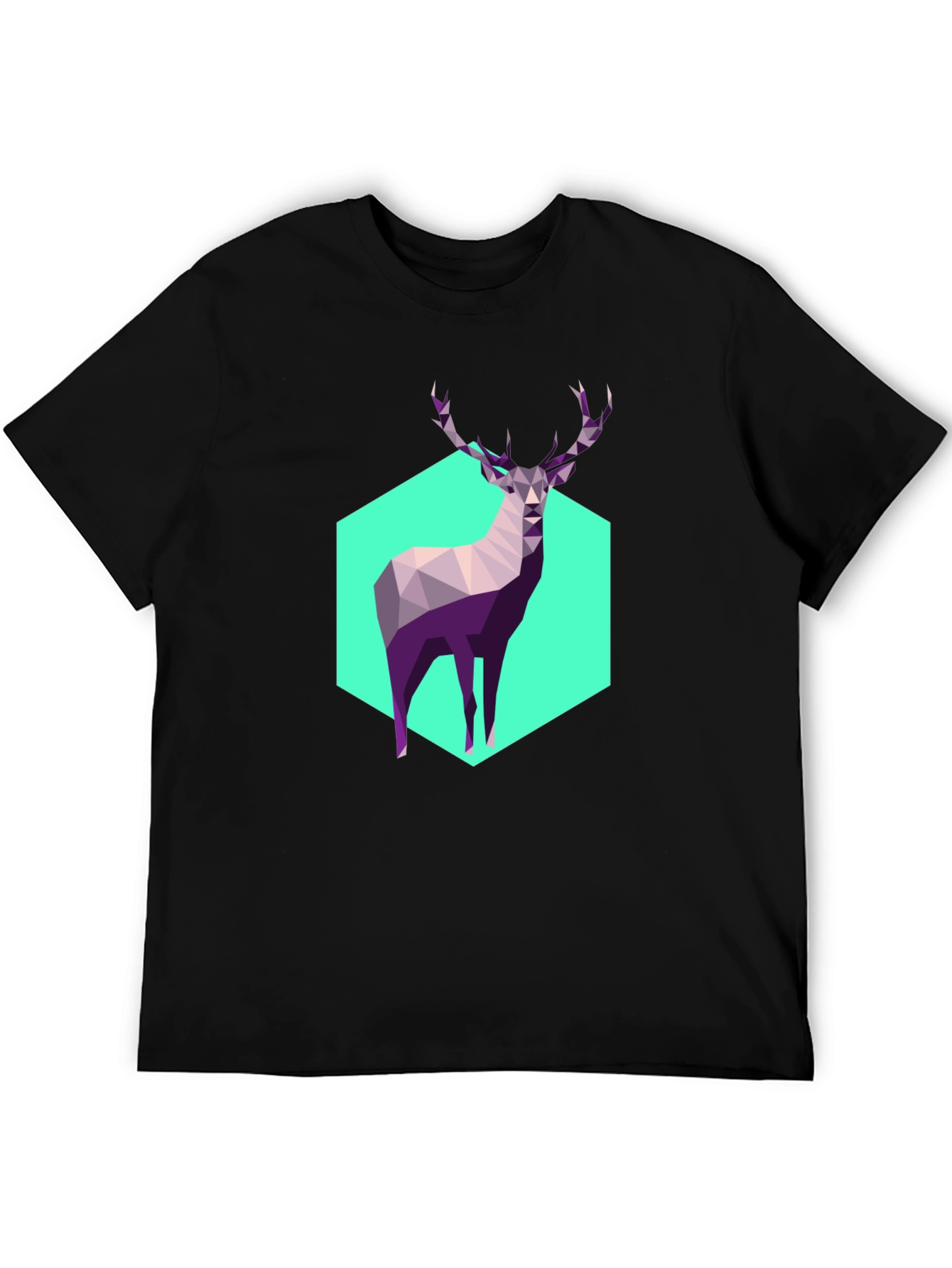 Geometric Deer Graphic Tee - Modern Art Shirt