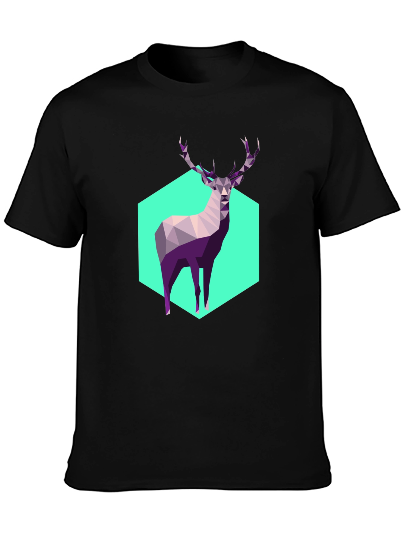 Geometric Deer Graphic Tee - Modern Art Shirt