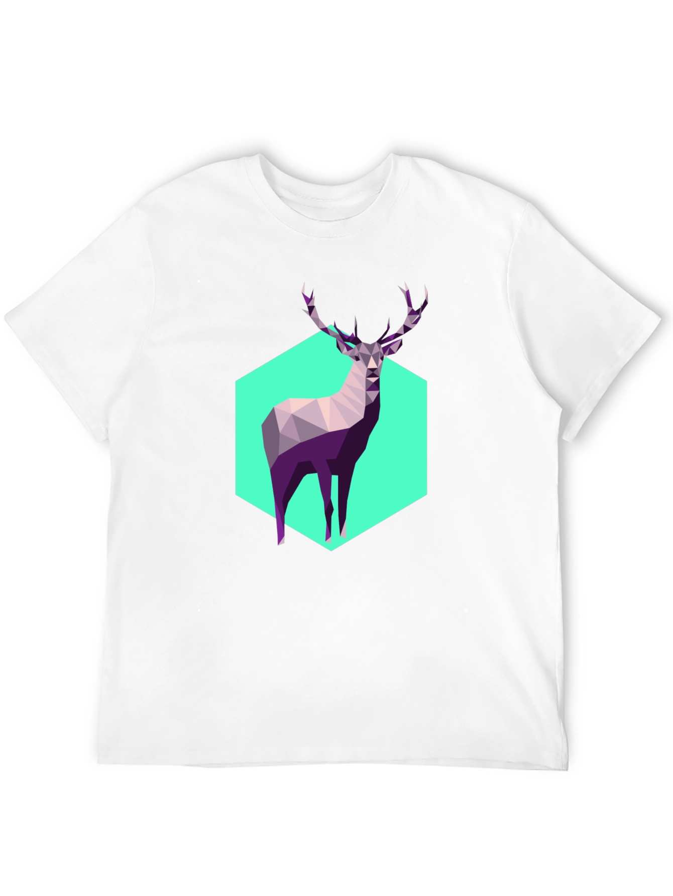 Geometric Deer Graphic Tee - Modern Art Shirt