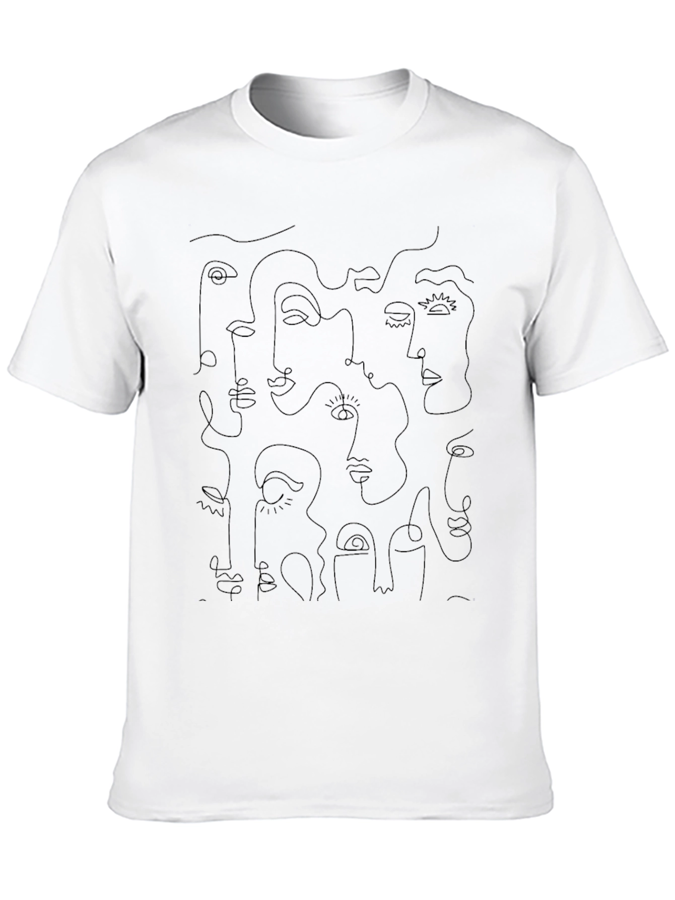 Abstract Faces Graphic Tee - Modern Art Shirt