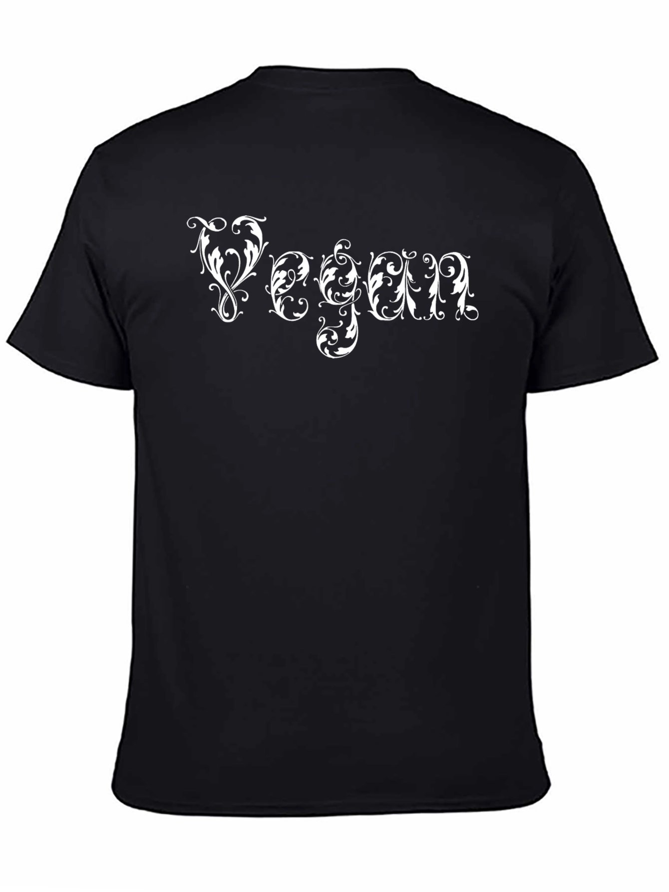 Vegan Ornamental Script Black T-Shirt