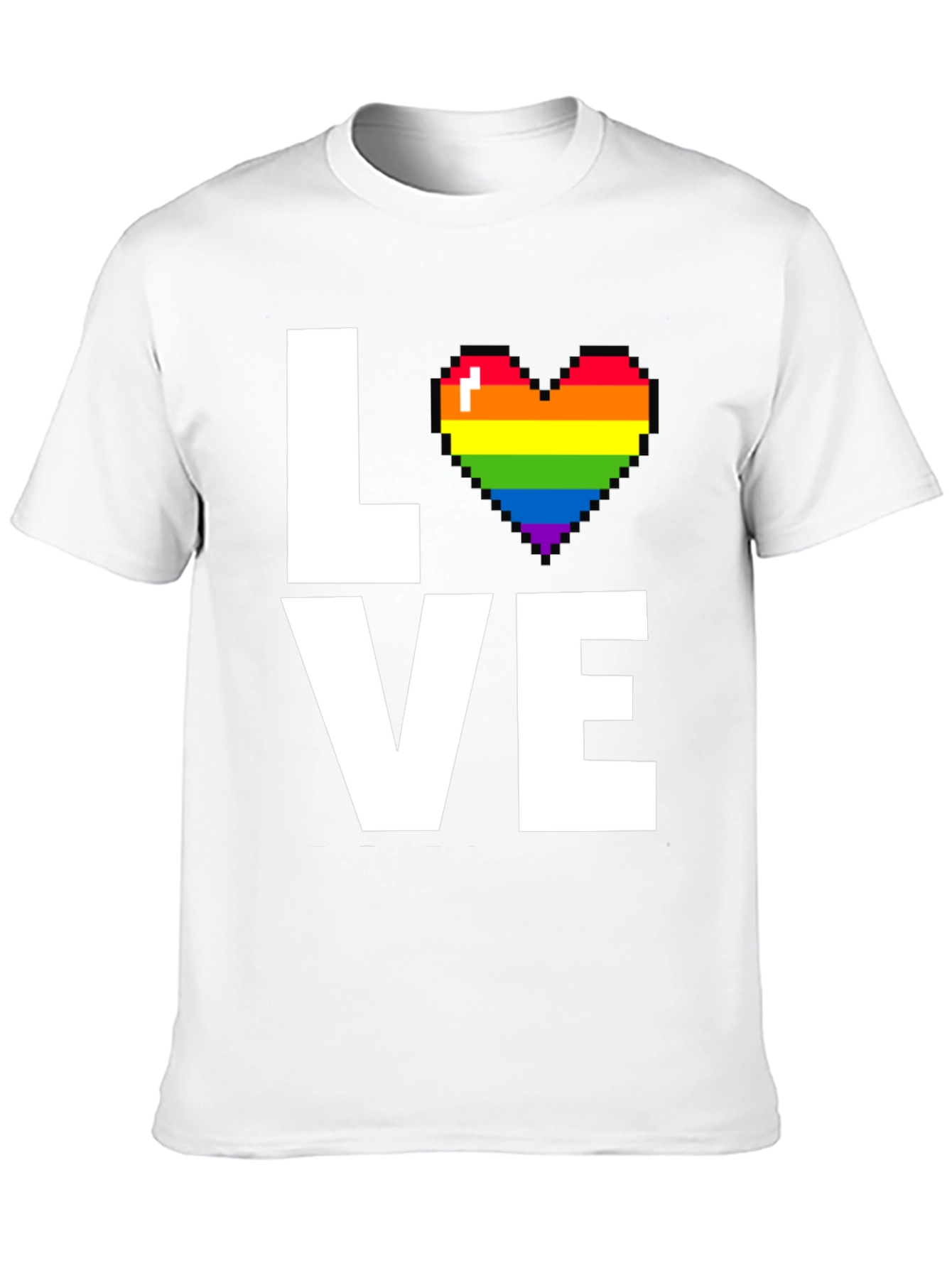 LOVE LGBTQ+ Pride Rainbow Heart Pixelated T-Shirt