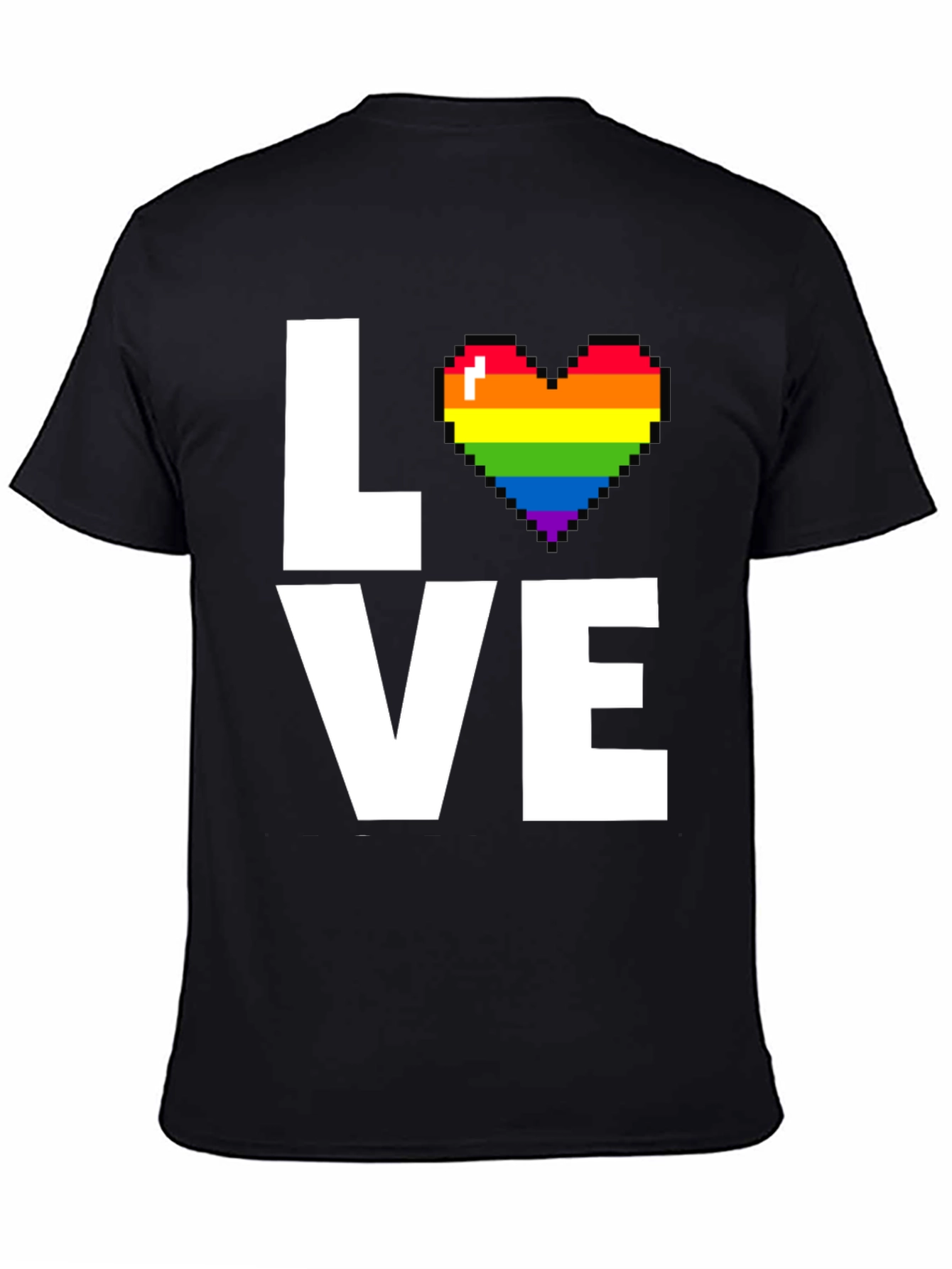 LOVE LGBTQ+ Pride Rainbow Heart Pixelated T-Shirt