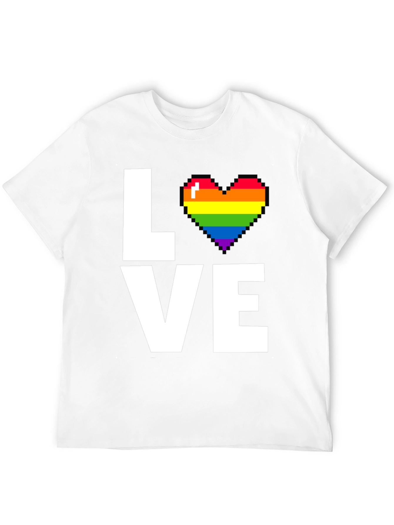 LOVE LGBTQ+ Pride Rainbow Heart Pixelated T-Shirt