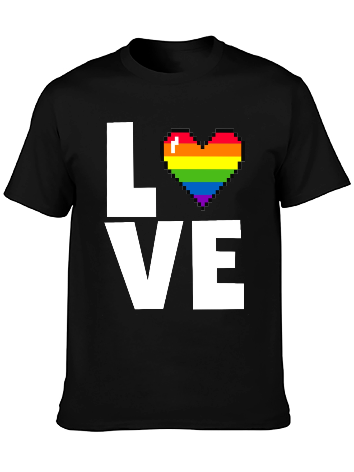 LOVE LGBTQ+ Pride Rainbow Heart Pixelated T-Shirt