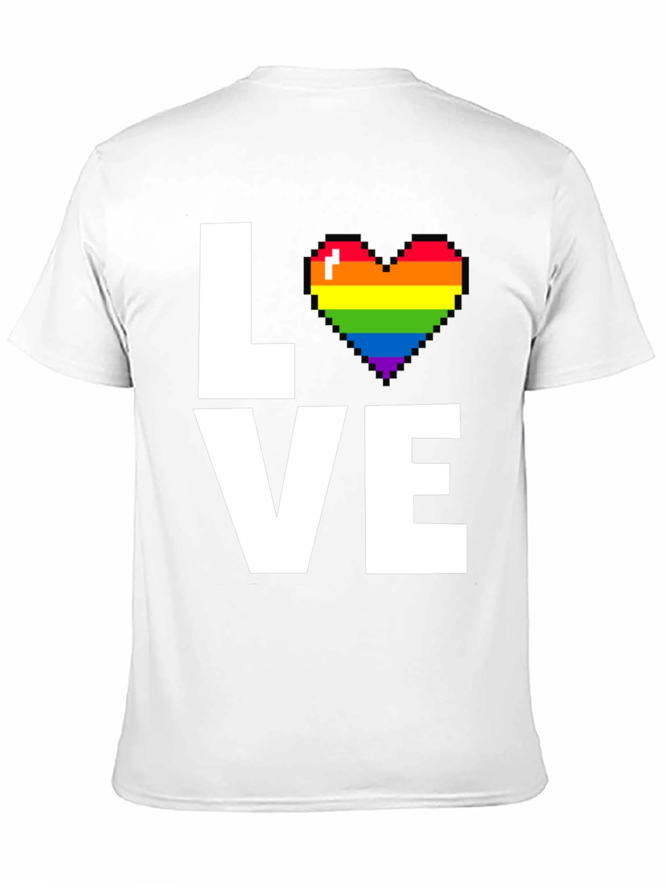 LOVE LGBTQ+ Pride Rainbow Heart Pixelated T-Shirt