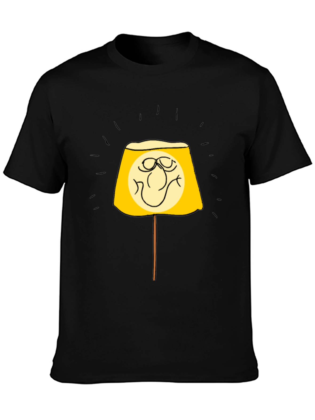 Funny Lamp Face Graphic Black T-Shirt