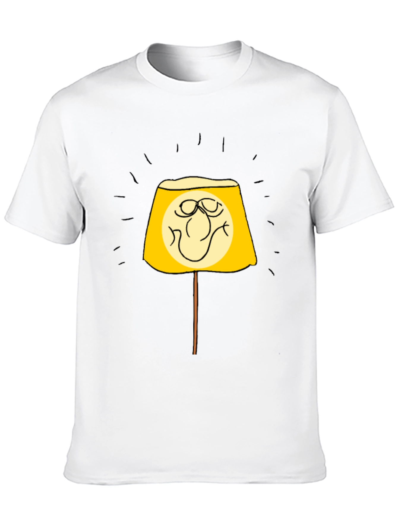 Funny Lamp Face Graphic Black T-Shirt