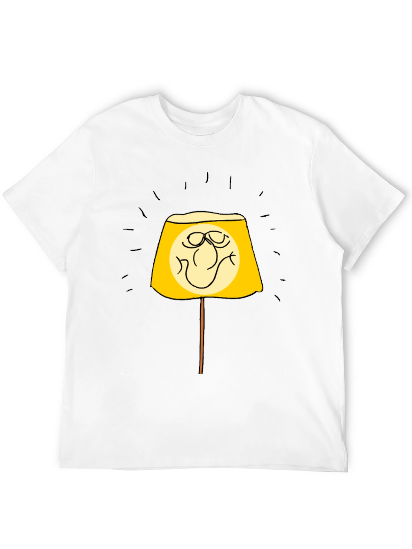 Funny Lamp Face Graphic Black T-Shirt