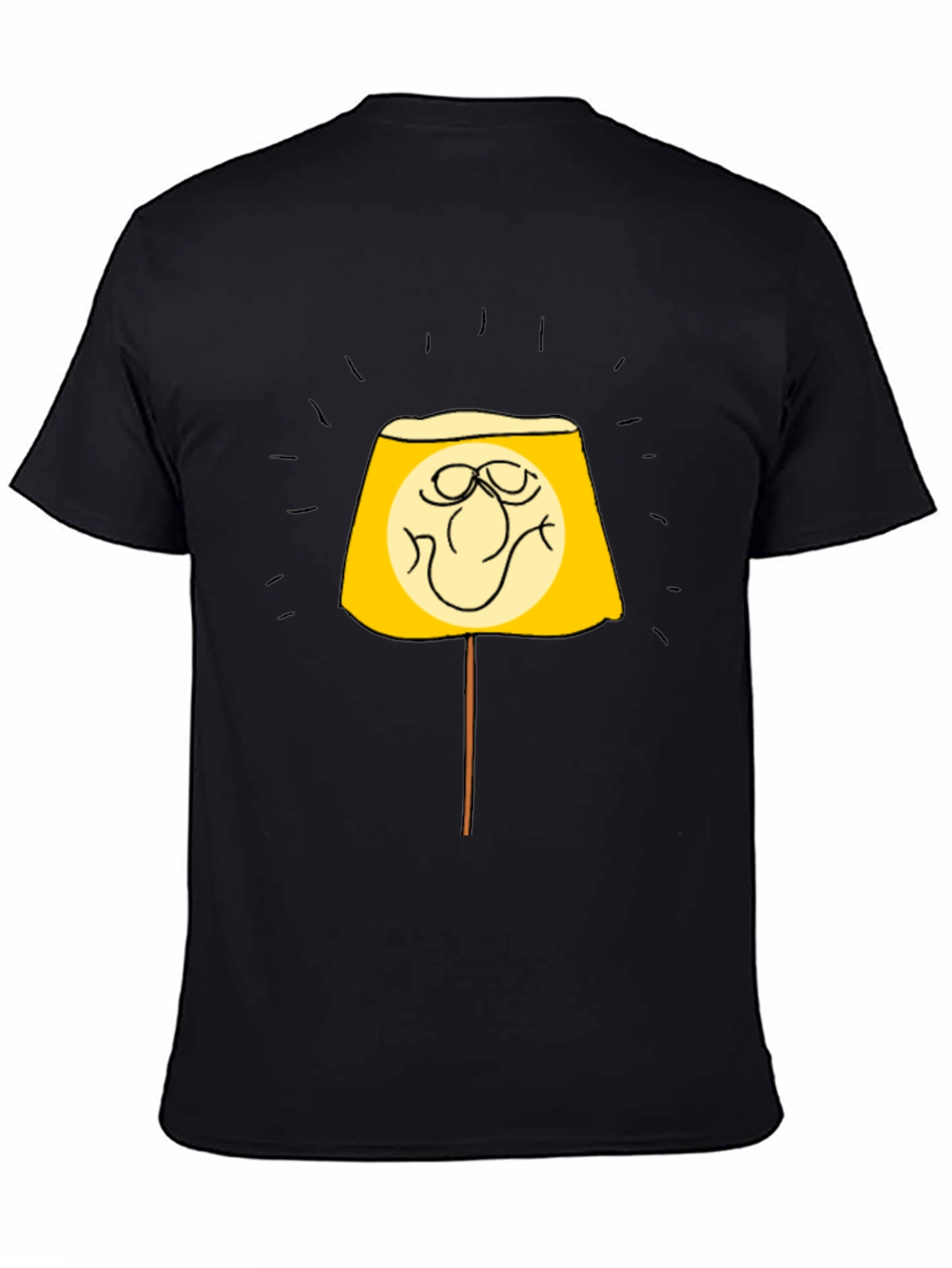 Funny Lamp Face Graphic Black T-Shirt