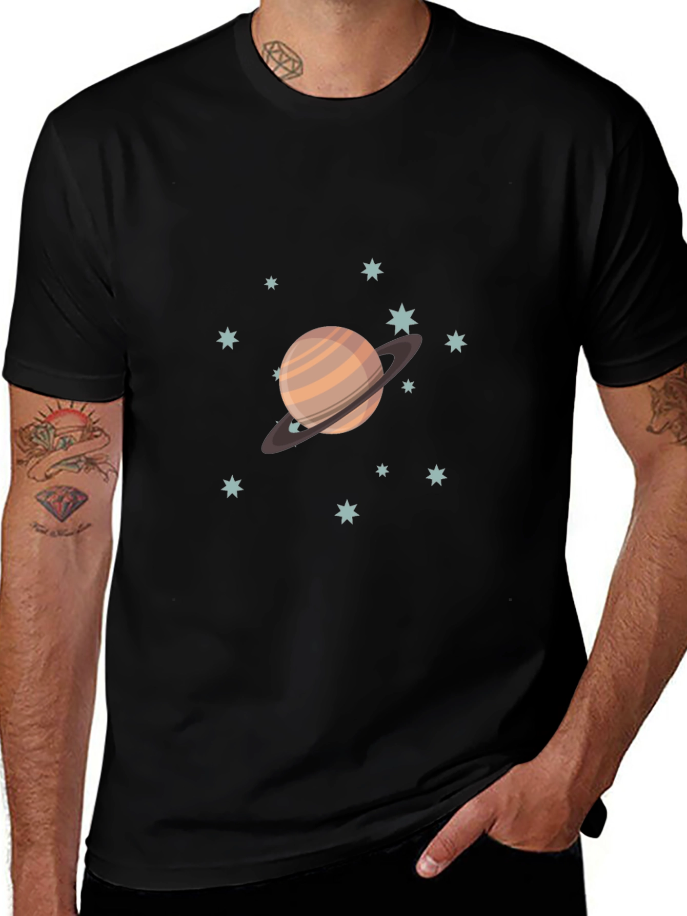 Saturn Graphic Black T-Shirt