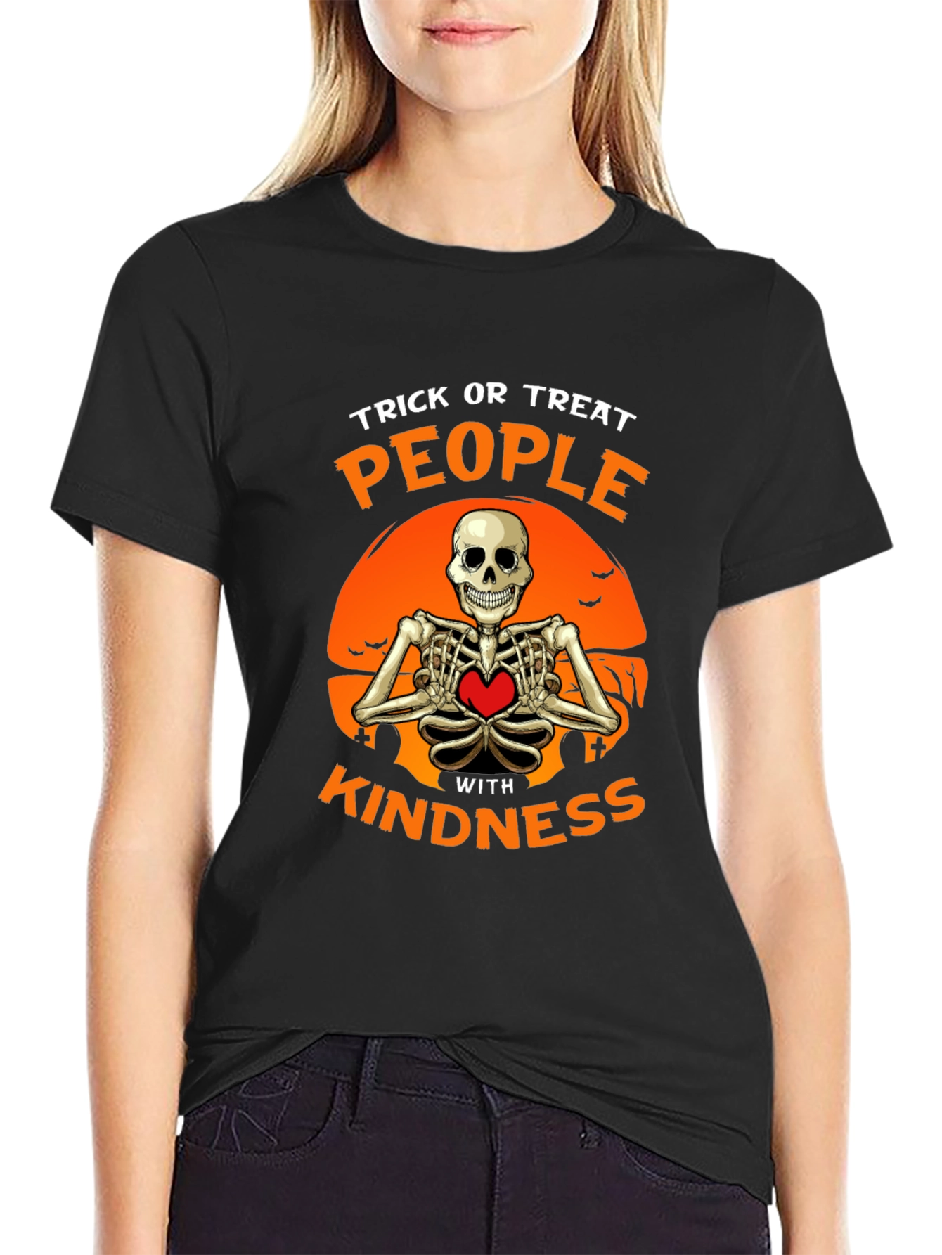 Trick or Treat Kindness Skeleton Halloween T-Shirt