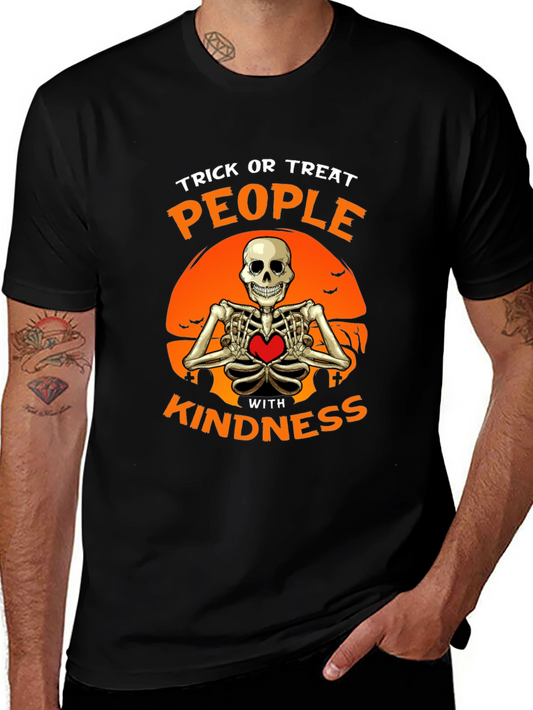 Trick or Treat Kindness Skeleton Halloween T-Shirt
