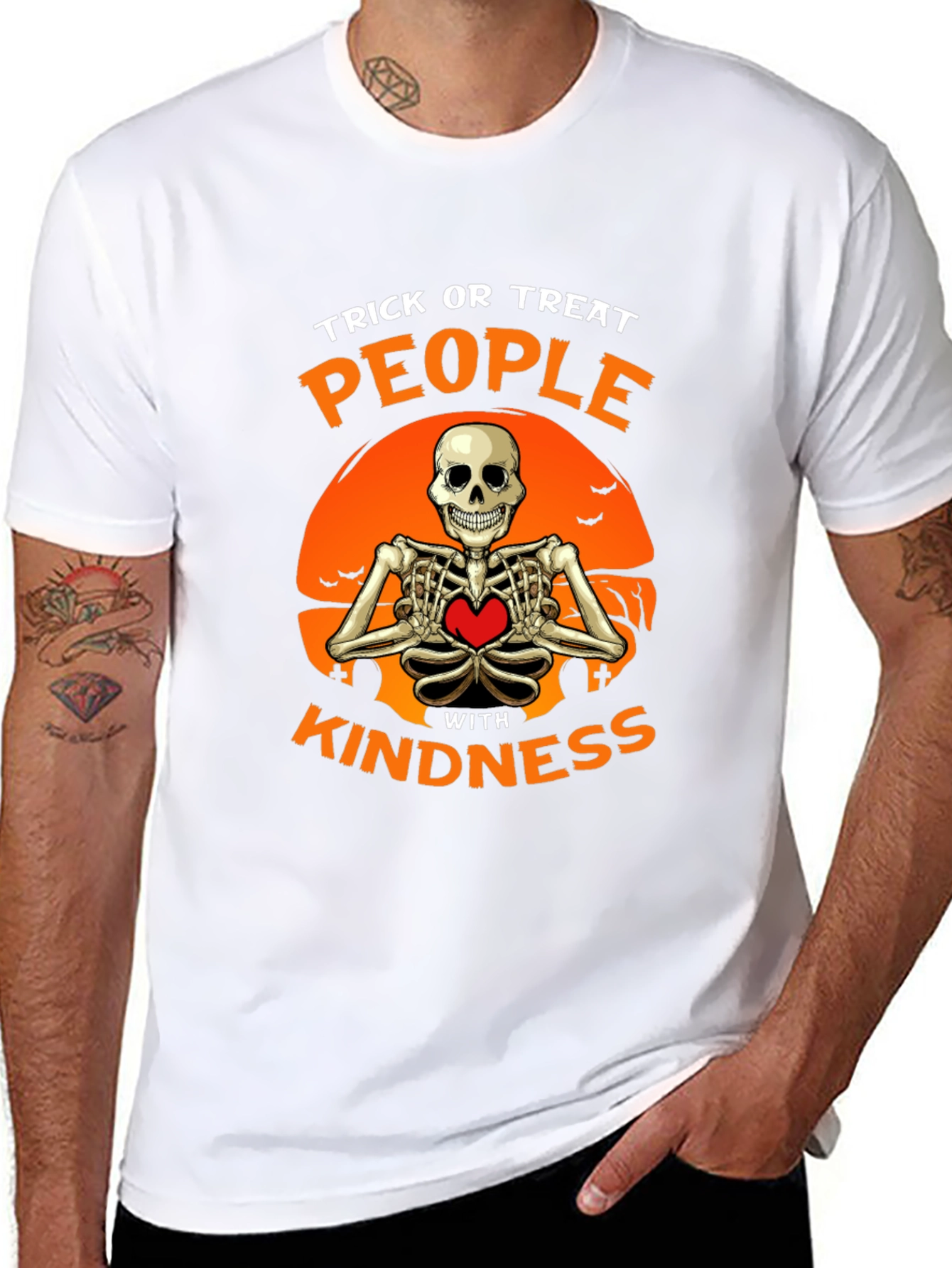 Trick or Treat Kindness Skeleton Halloween T-Shirt