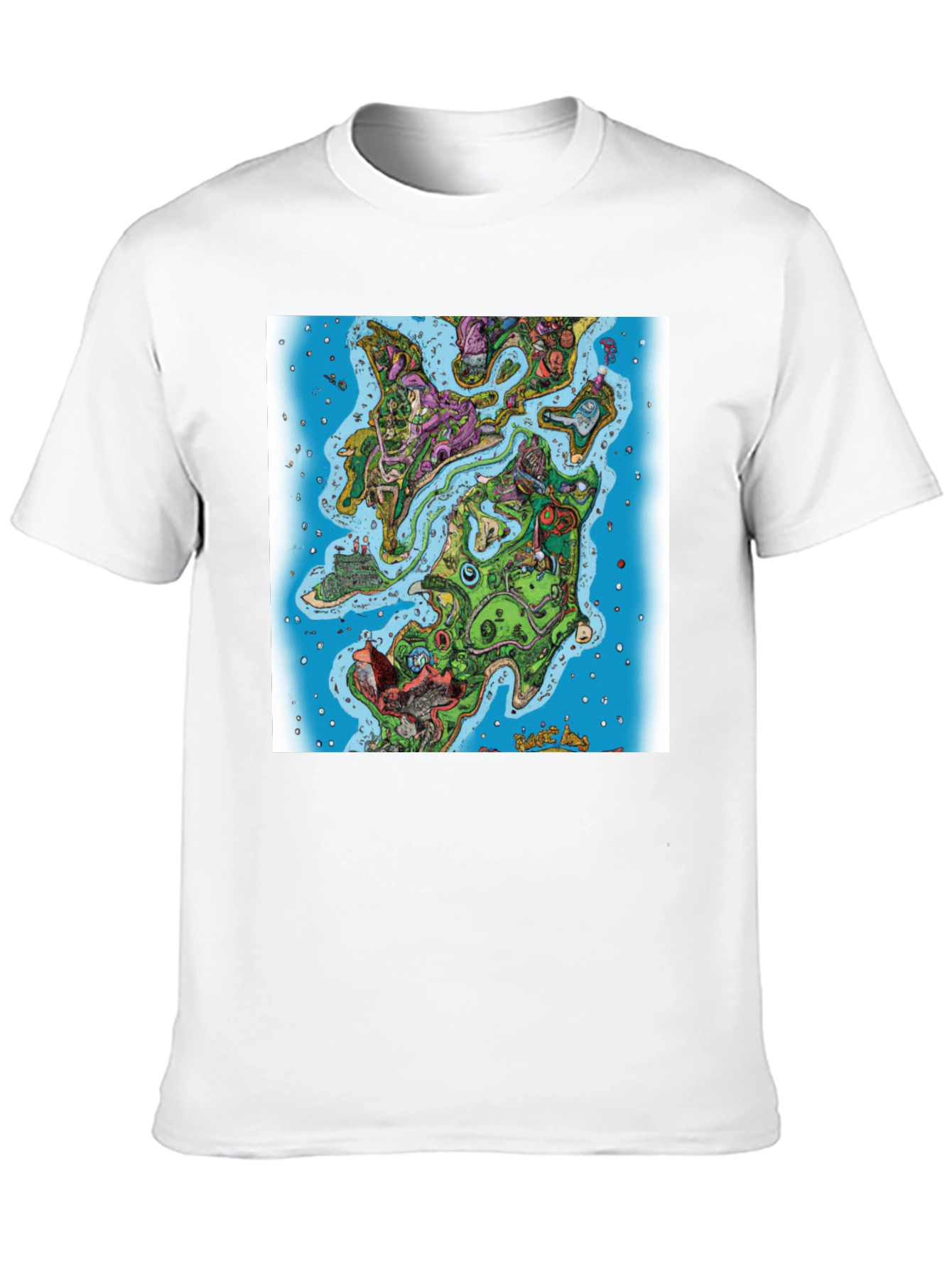 Cartoon Map Graphic Print Black T-Shirt