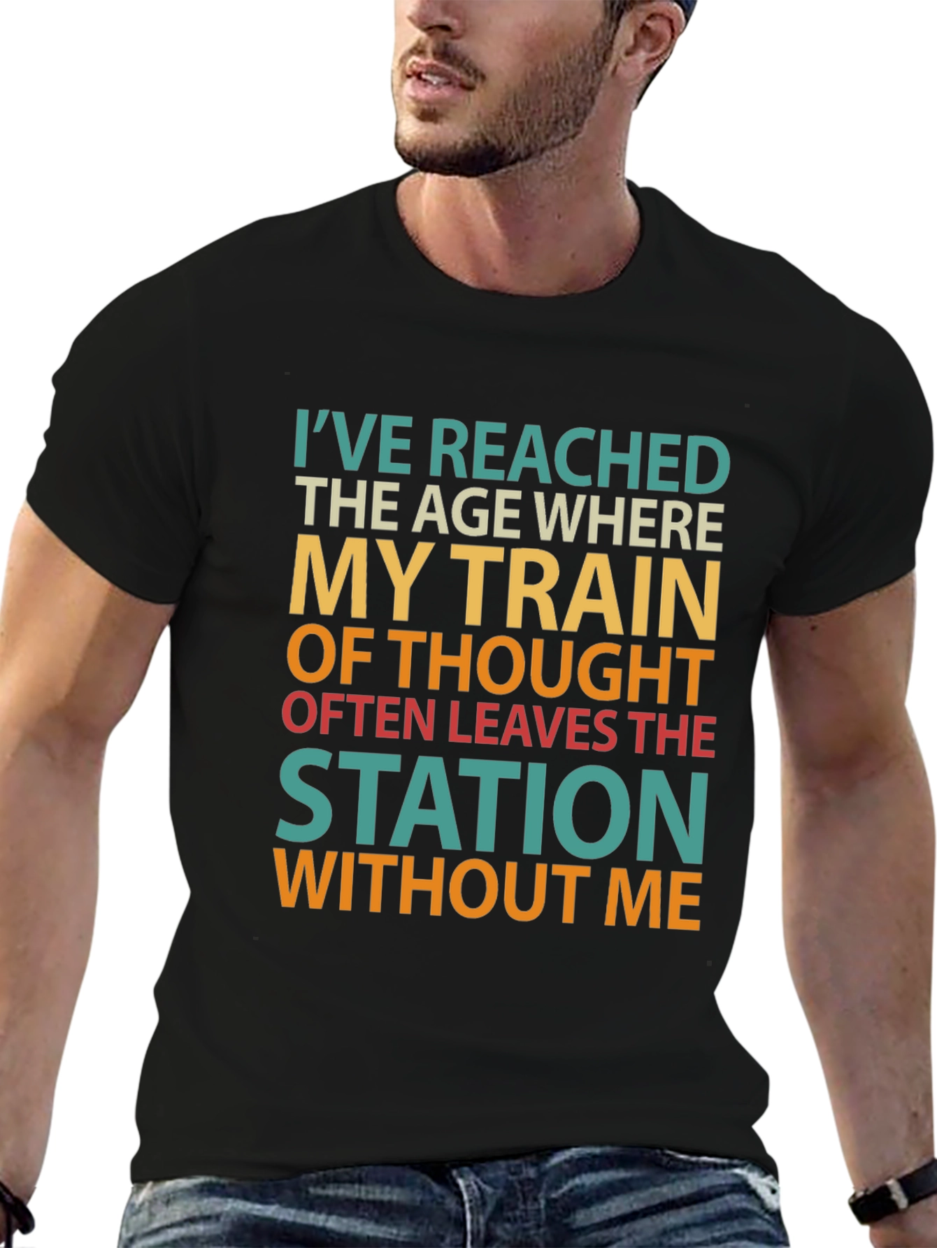 Funny Age Train of Thought Graphic T-Shirt