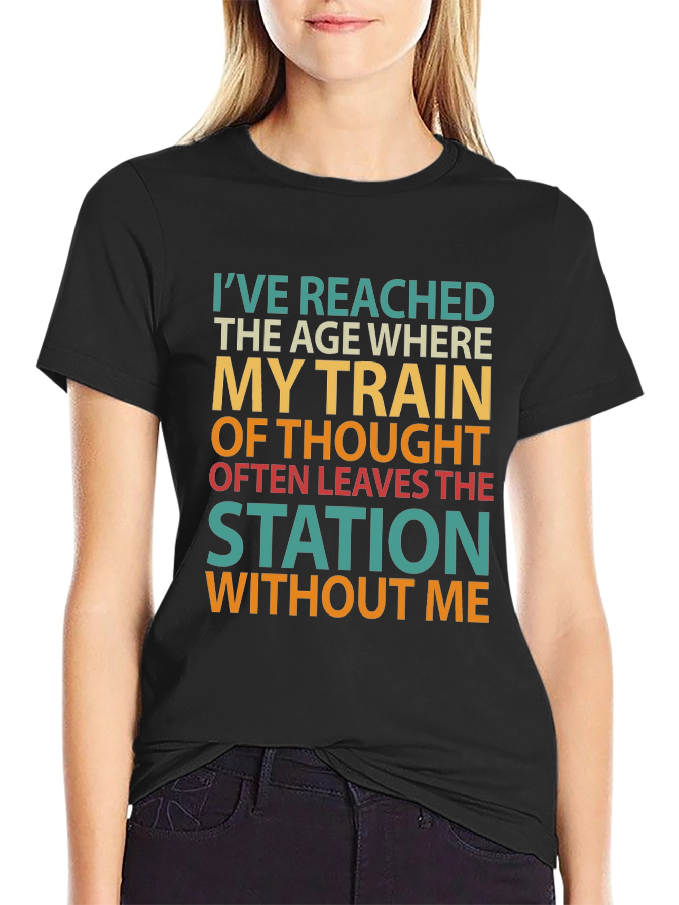 Funny Age Train of Thought Graphic T-Shirt