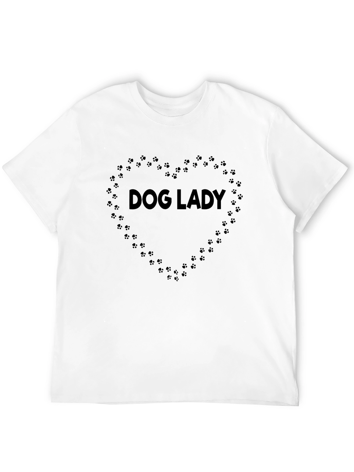 Dog Lady T-Shirt - Paw Print Heart Design