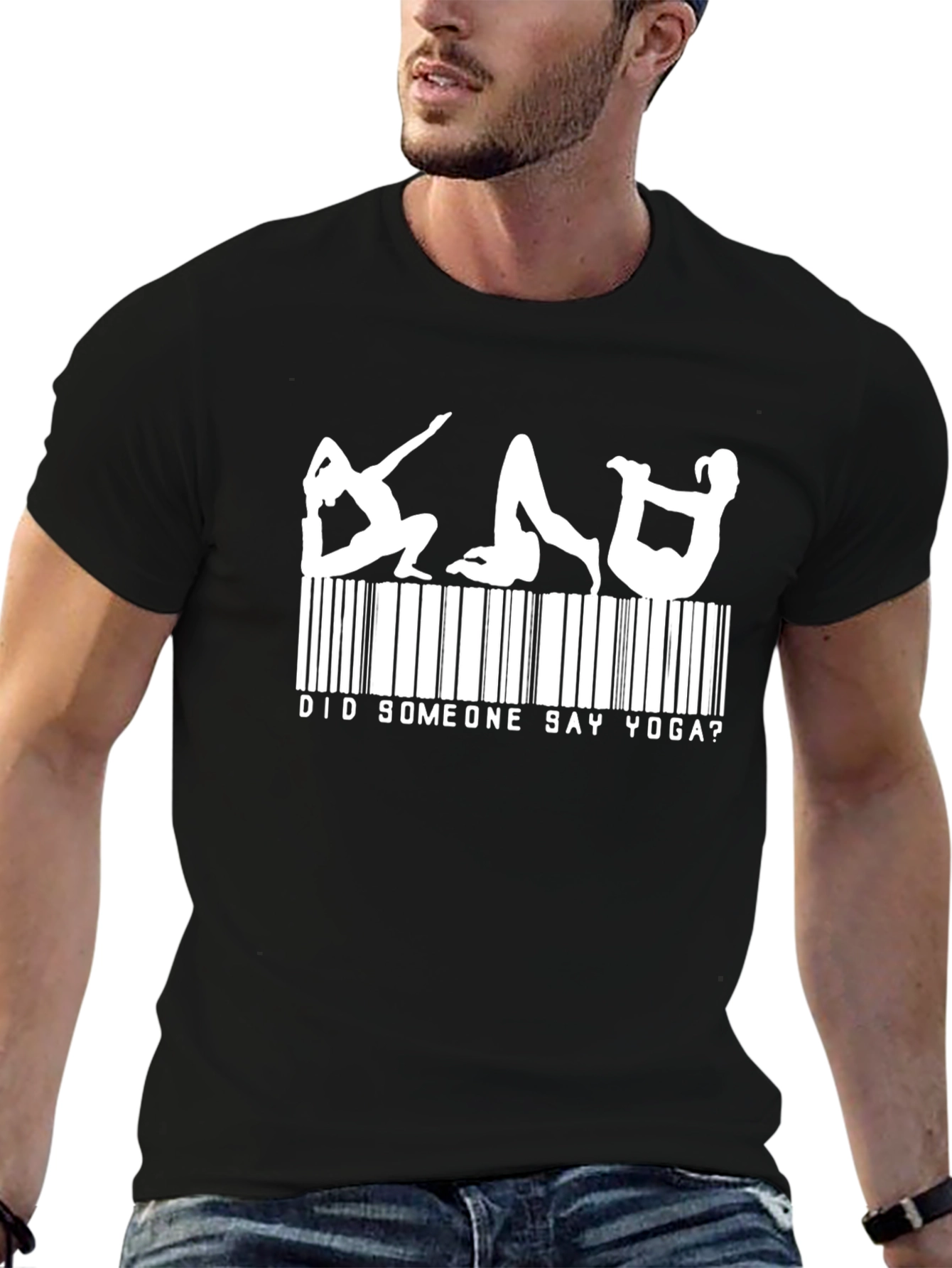 Yoga Barcode Mens Black T-Shirt