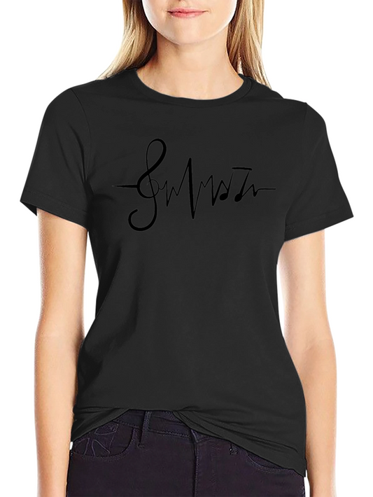 Music Lovers Heartbeat T-Shirt - Black