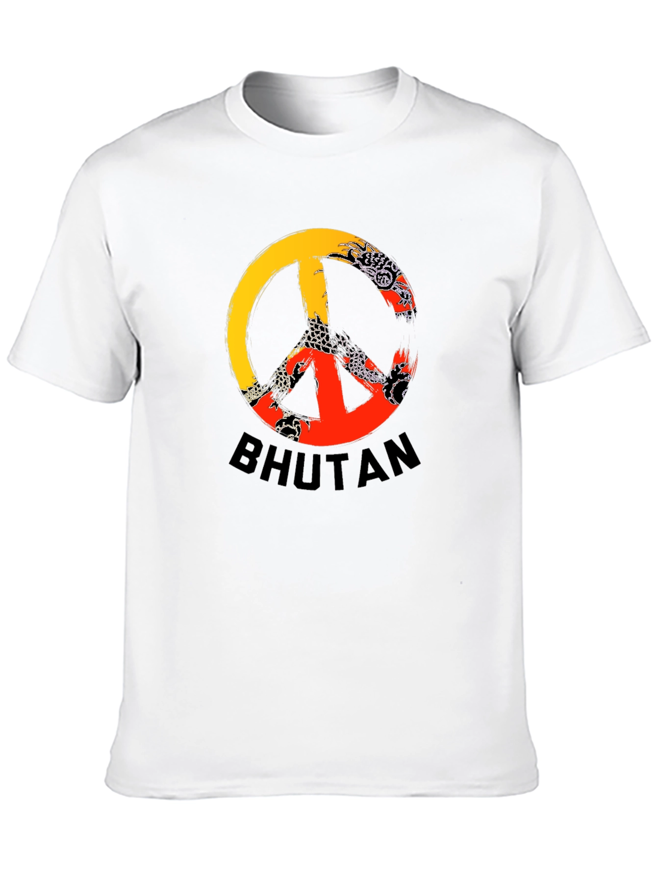 Bhutan Flag Peace Sign Graphic T-Shirt