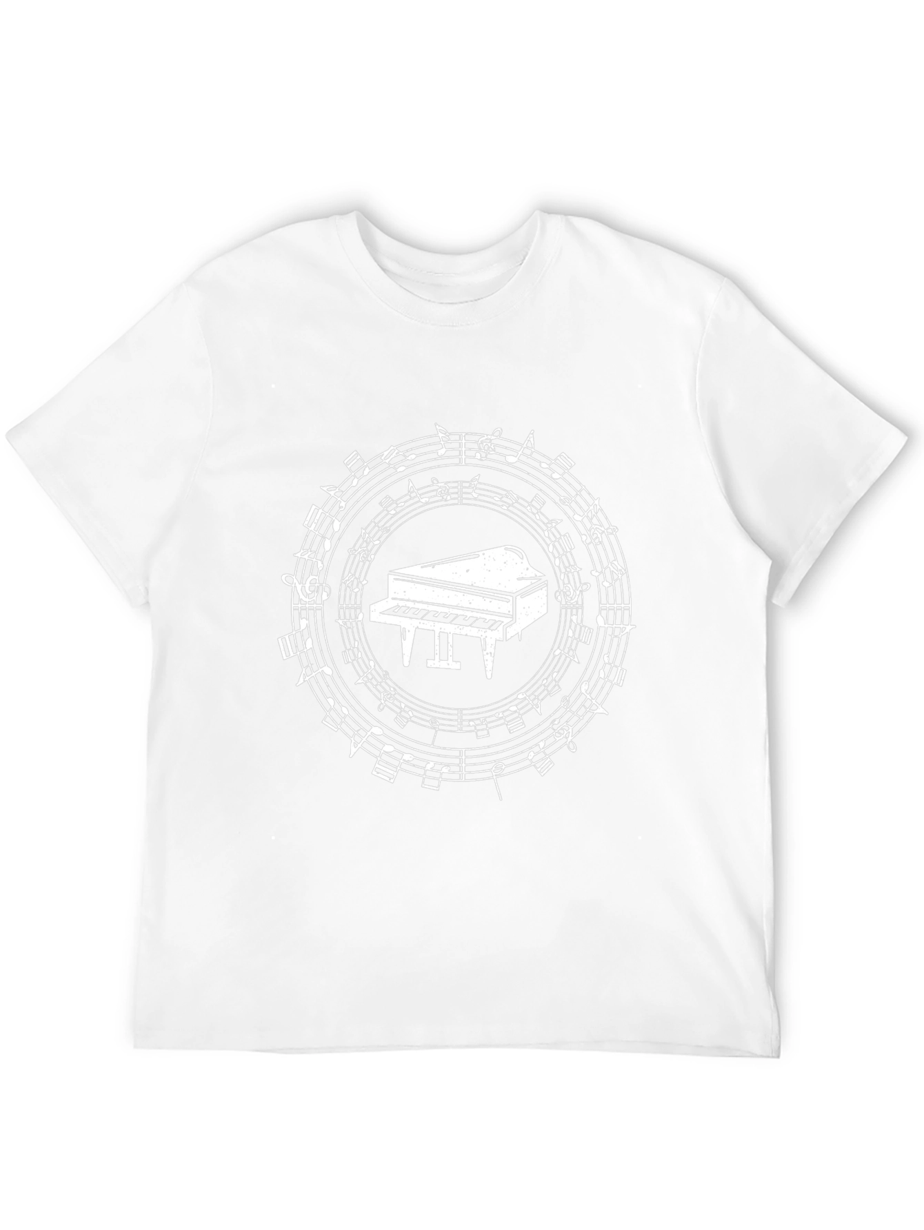 Musical Piano Graphic Tee - Black Cotton T-Shirt