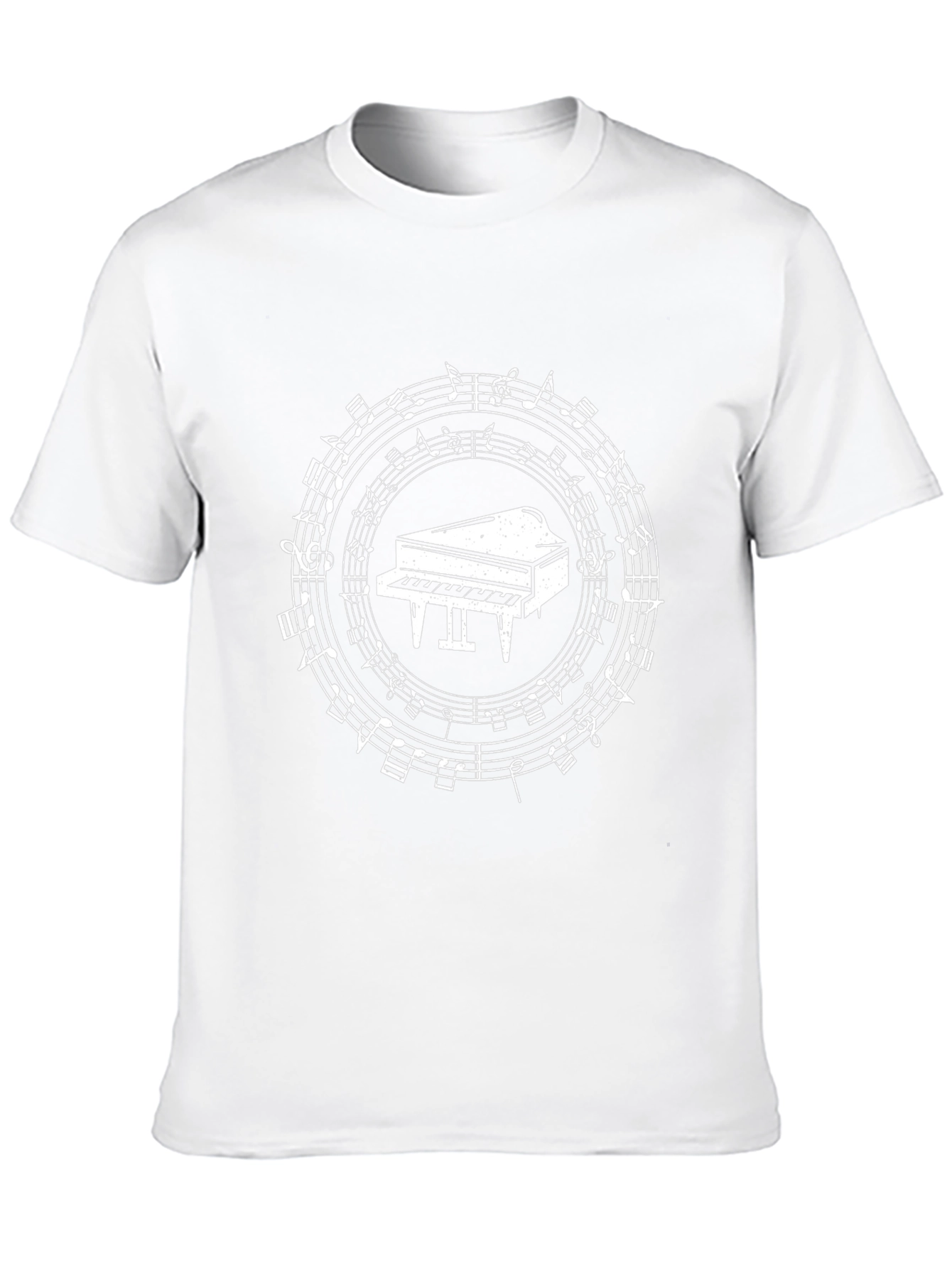 Musical Piano Graphic Tee - Black Cotton T-Shirt