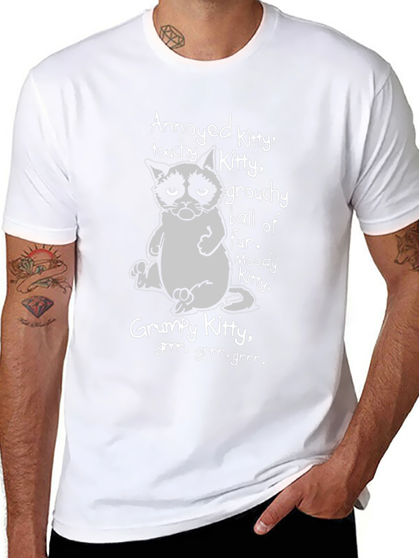 Grumpy Kitty Graphic T-Shirt - Annoyed Moody Grouchy Cat