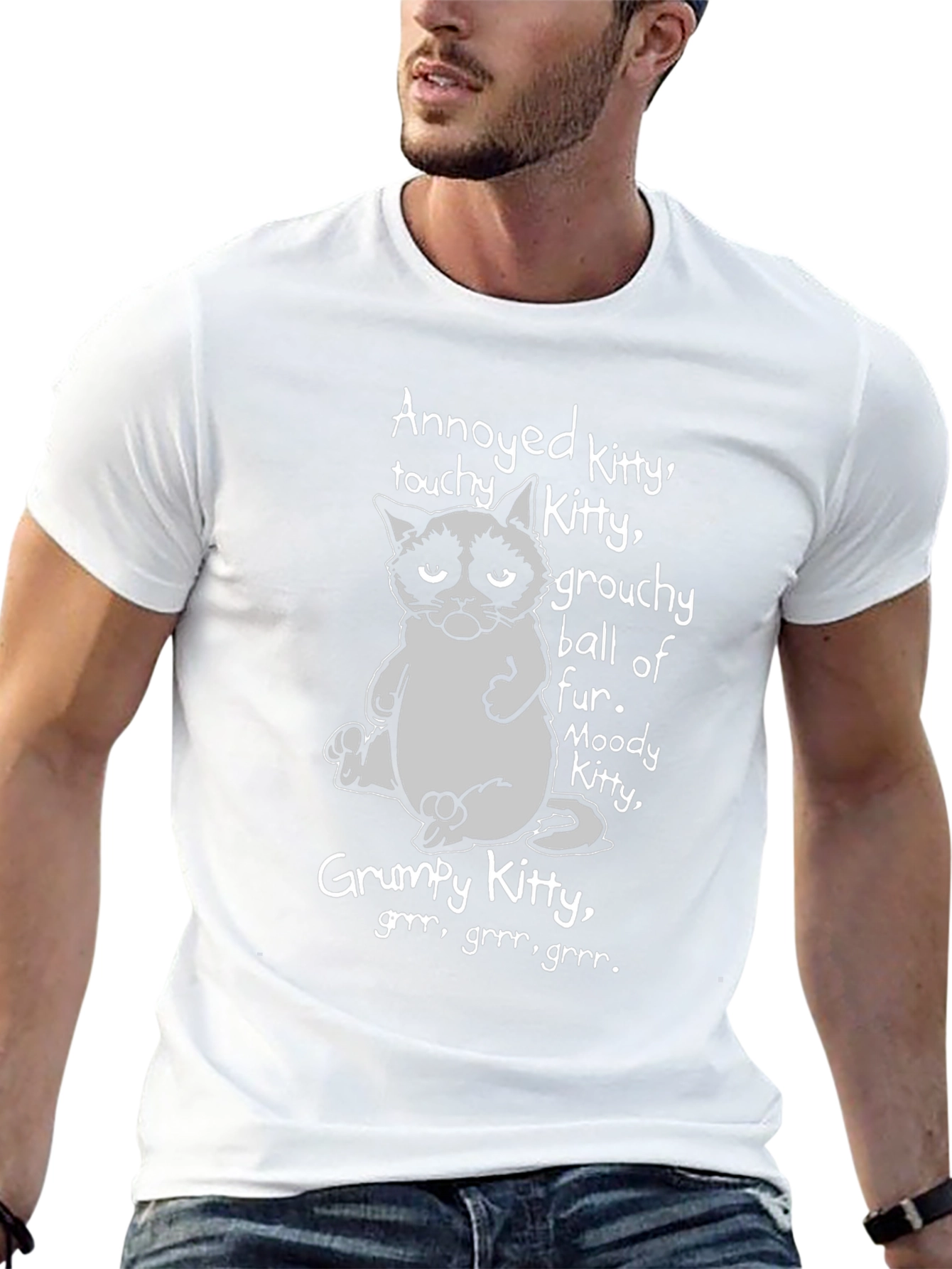 Grumpy Kitty Graphic T-Shirt - Annoyed Moody Grouchy Cat