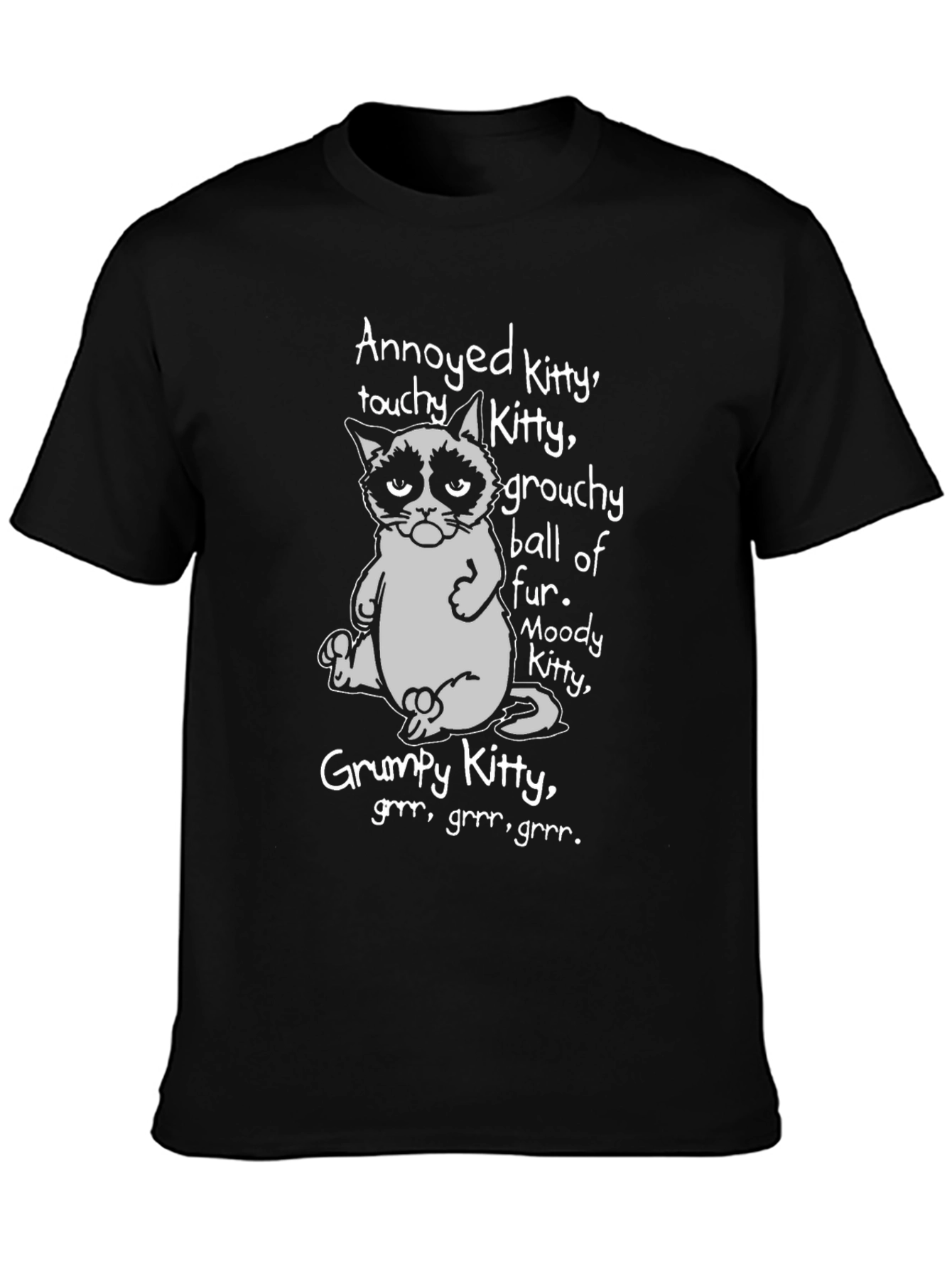 Grumpy Kitty Graphic T-Shirt - Annoyed Moody Grouchy Cat