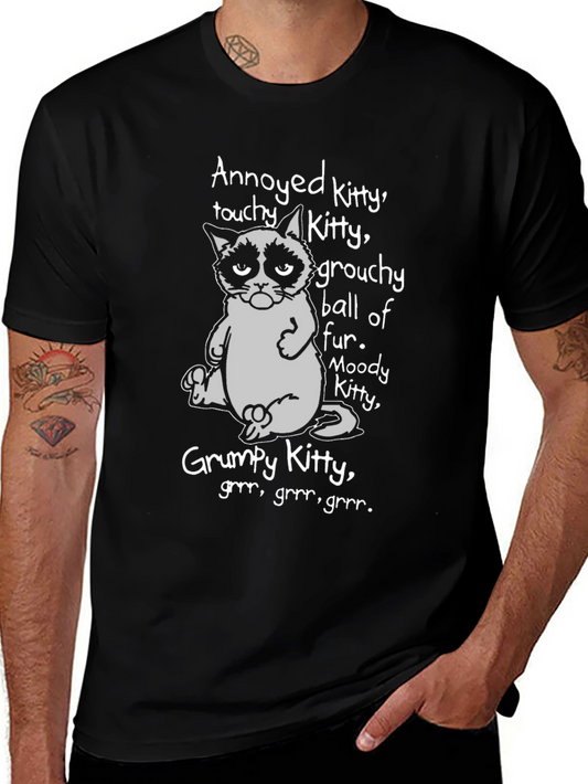 Grumpy Kitty Graphic T-Shirt - Annoyed Moody Grouchy Cat